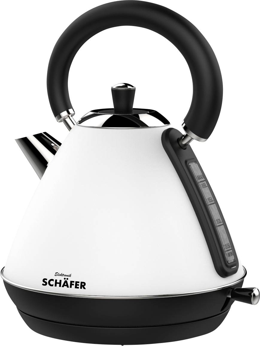 Schäfer Elektronik Wasserkocher Retro 1,7 Liter weiß schwarz Wasserkocher Weiß, Schwarz Fassungsvermögen: 1.7l