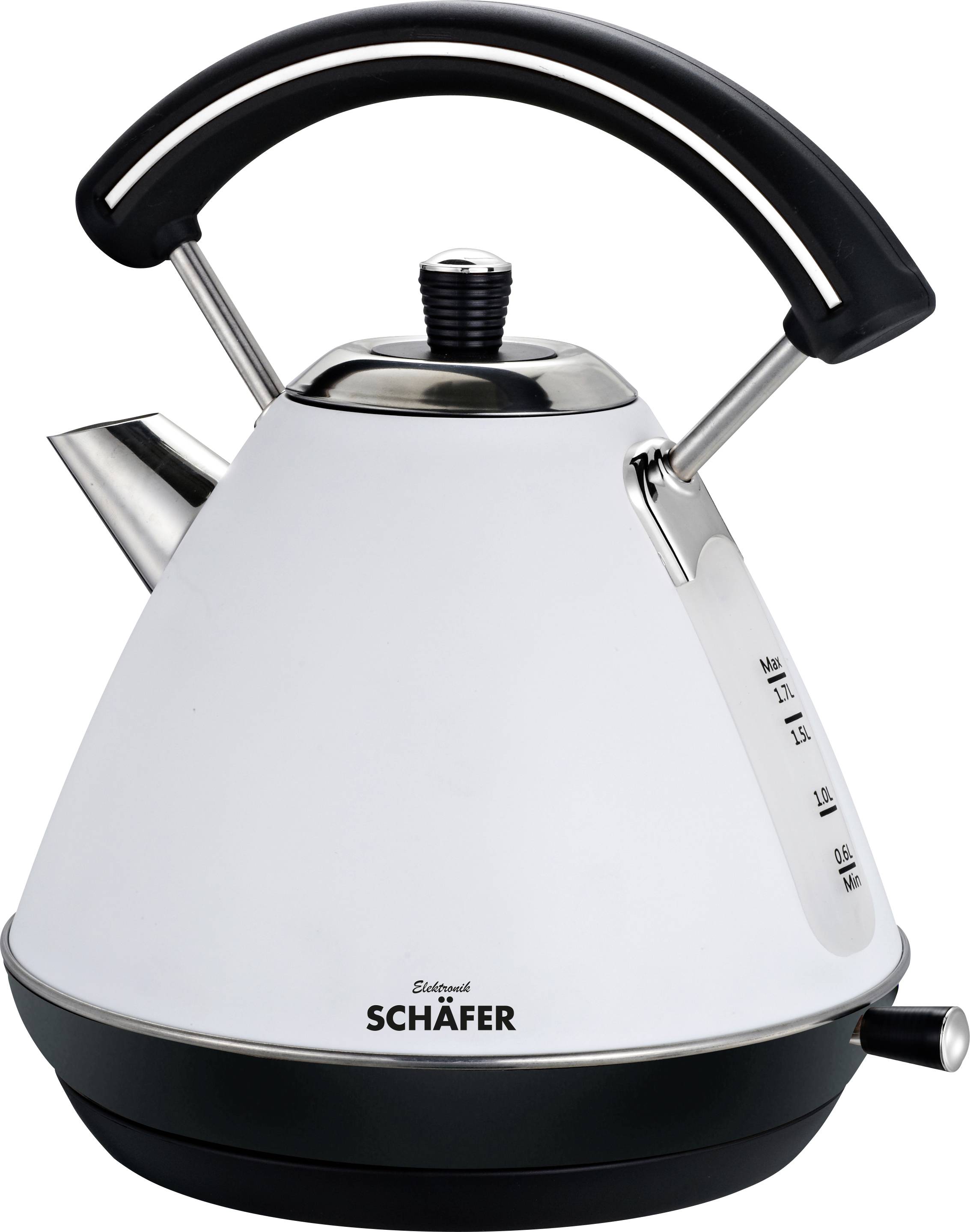 Schäfer Elektronik Wasserkocher Retro 1,7 Liter weiß schwarz Wasserkocher Weiß, Schwarz Fassungsvermögen: 1.7l