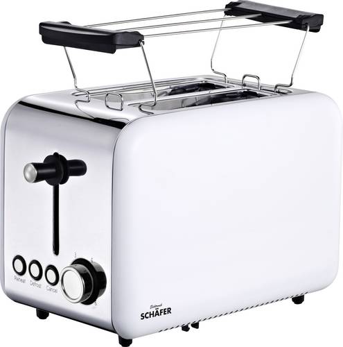 Schäfer Elektronik Toaster Retro 2-Scheiben 850 Watt weiß Toaster Cool-Touch-Gehäuse