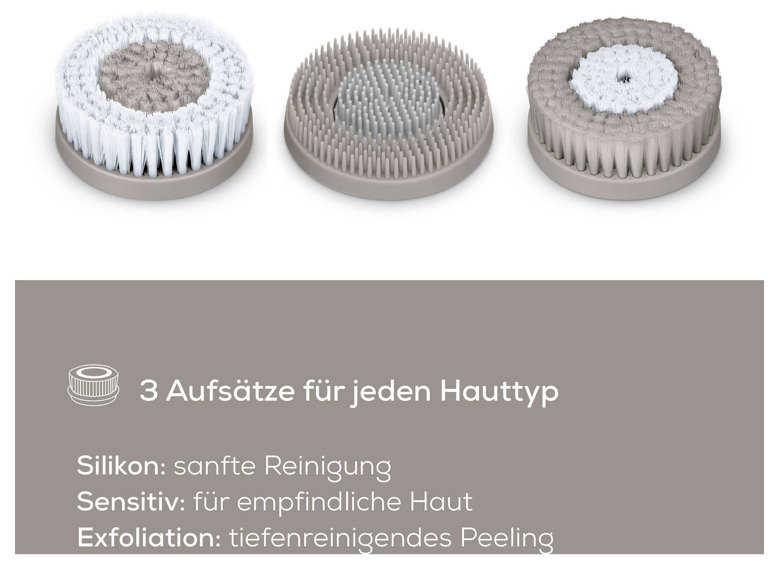 Drei Bürstenkopf für verschiedene Hauttypen: 