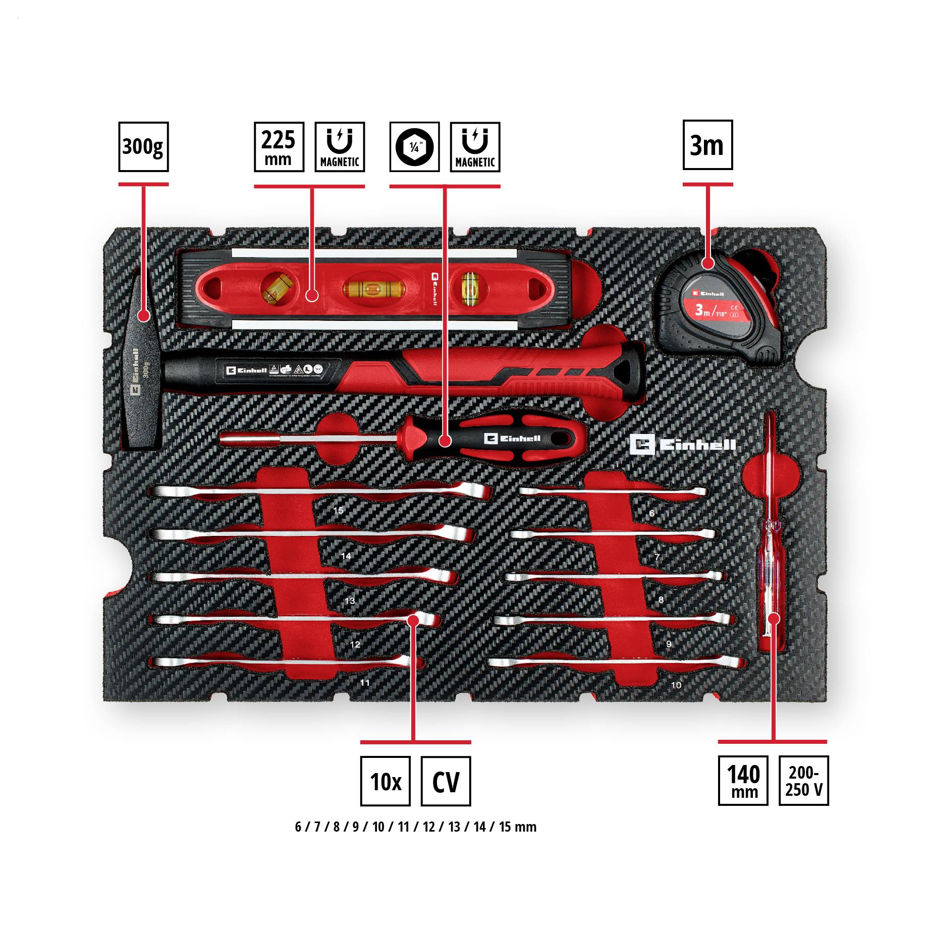 Einhell 79-tlg. Werkzeugkoffer Umzug 370511 Werkzeugkoffer bestückt