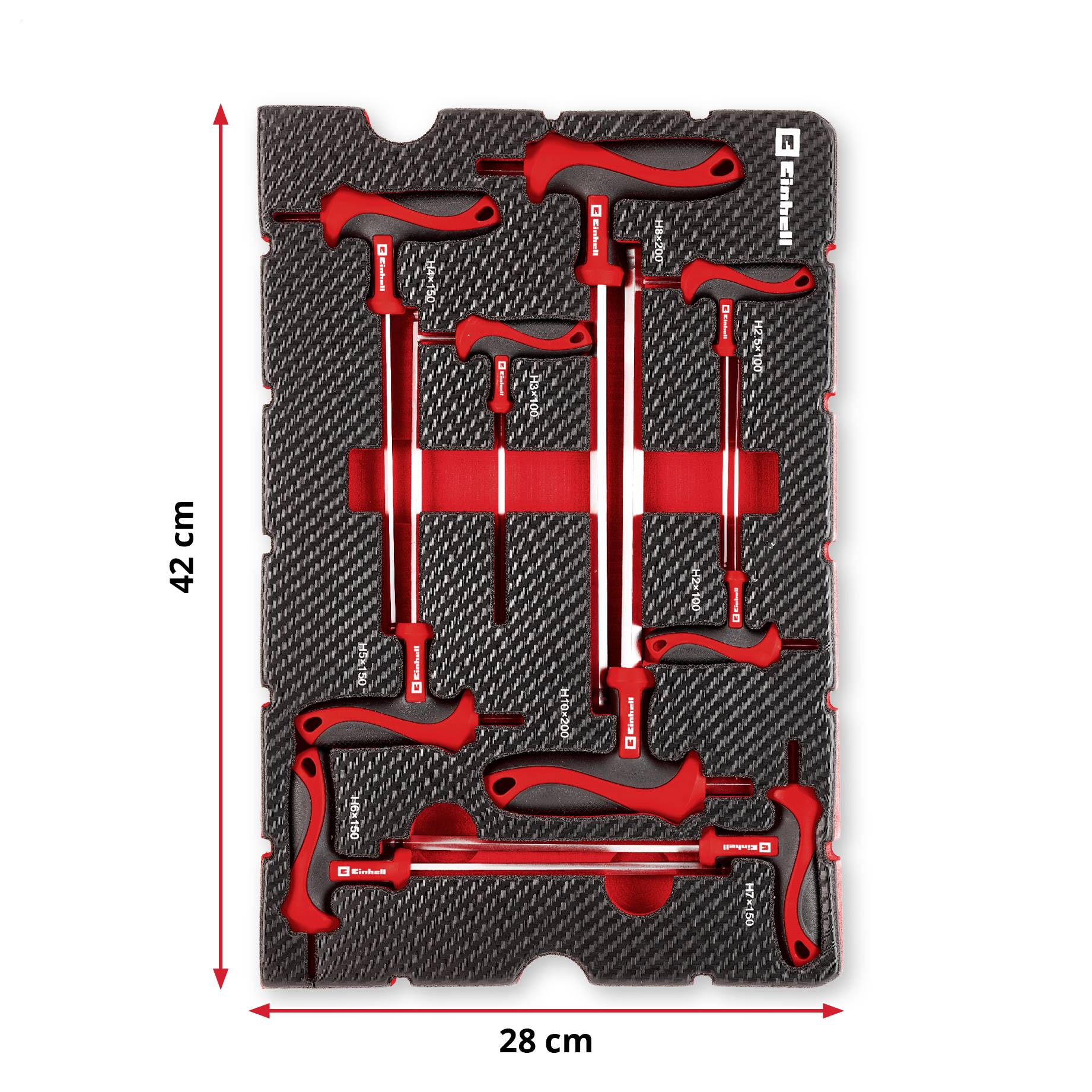 Einhell 370526 T-Griff Schraubendreher-Set 9-tlg. Einleger Pad Koffereinlage 9teilig