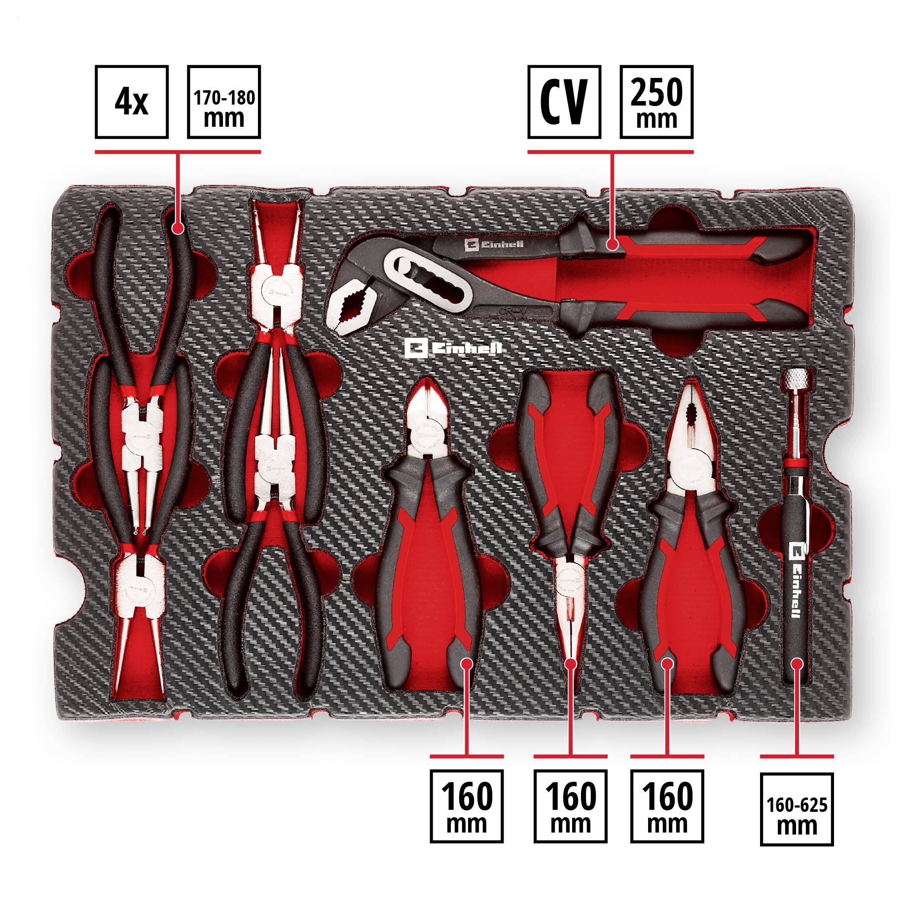 Einhell Zangen-Set 9-tlg.Einleger Pad 370522 Einlage