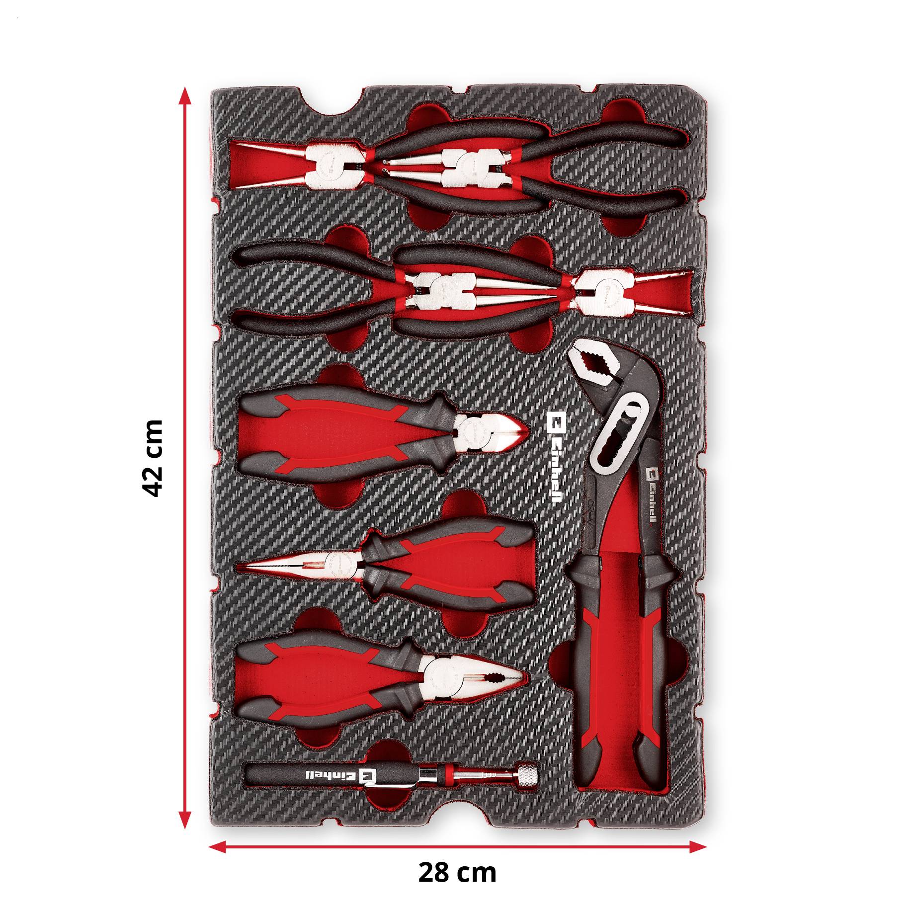 Einhell Zangen-Set 9-tlg.Einleger Pad 370522 Einlage Rot-Schwarz