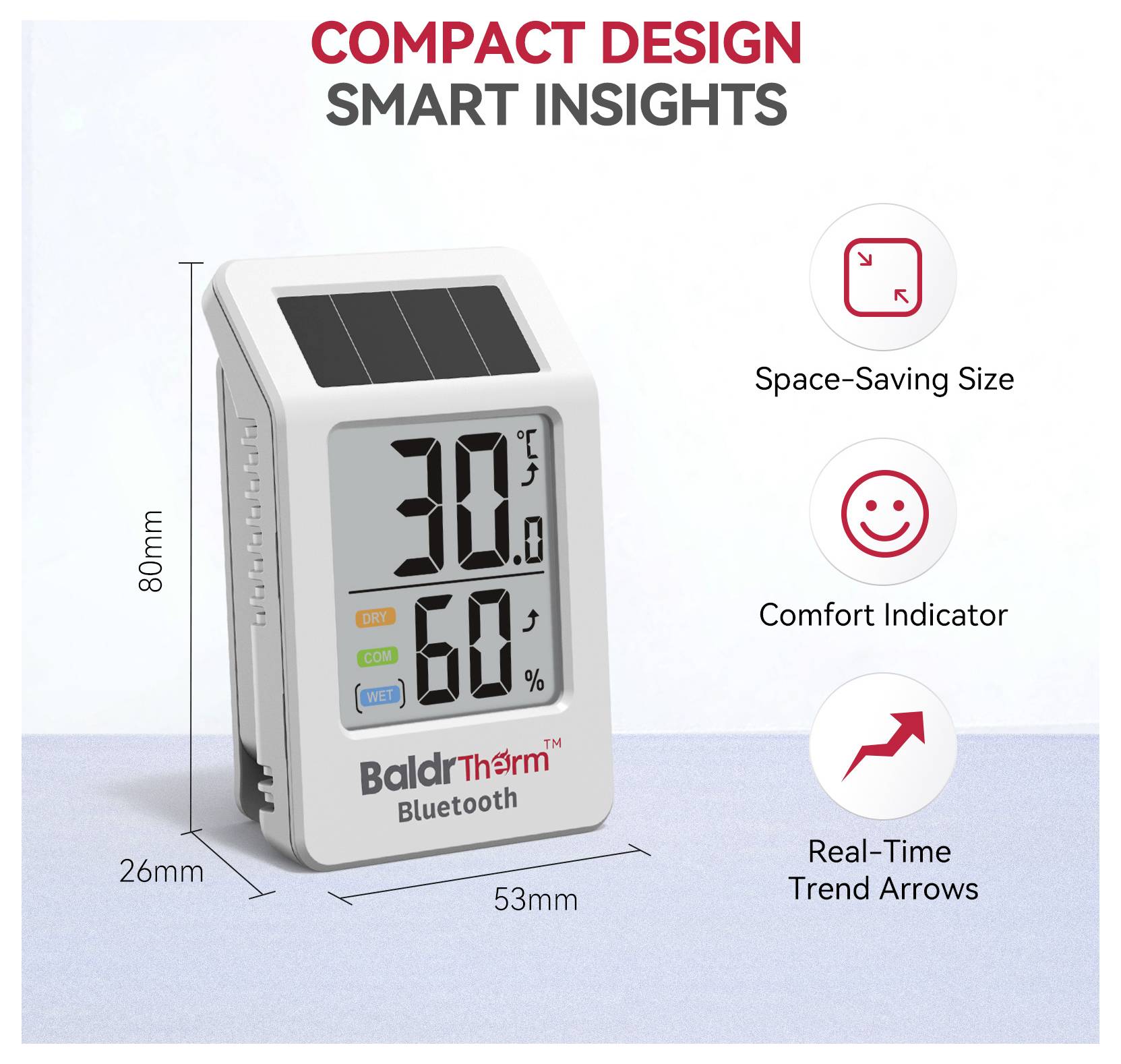 BaldrTherm Solar Thermo-/Hygrometer Weiß HCS702B*HWG023WBRF-V2*1