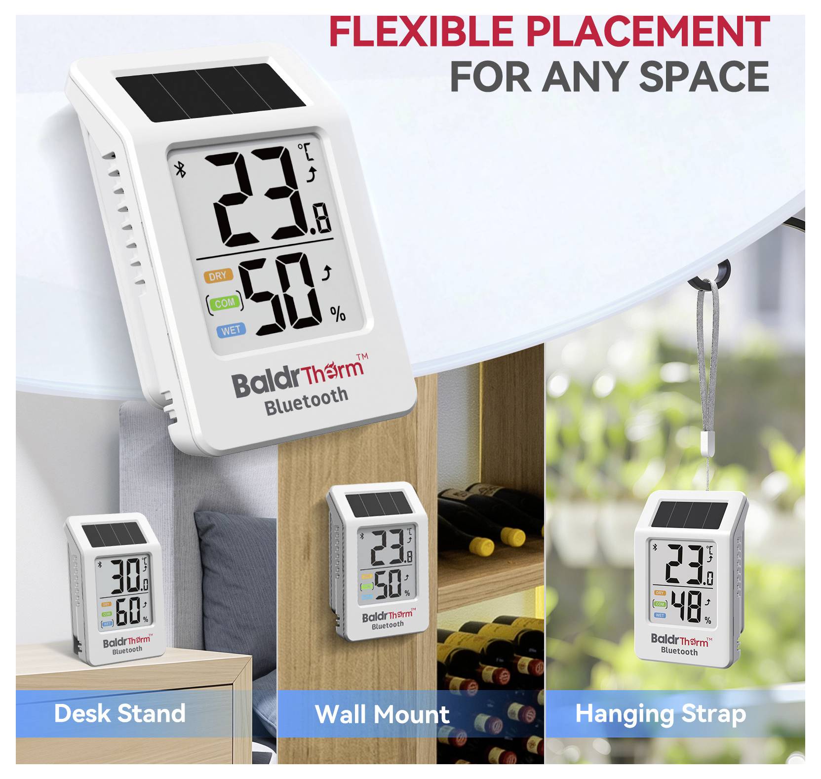 BaldrTherm Solar Thermo-/Hygrometer Weiß HCS702B*HWG023WBRF-V2*1