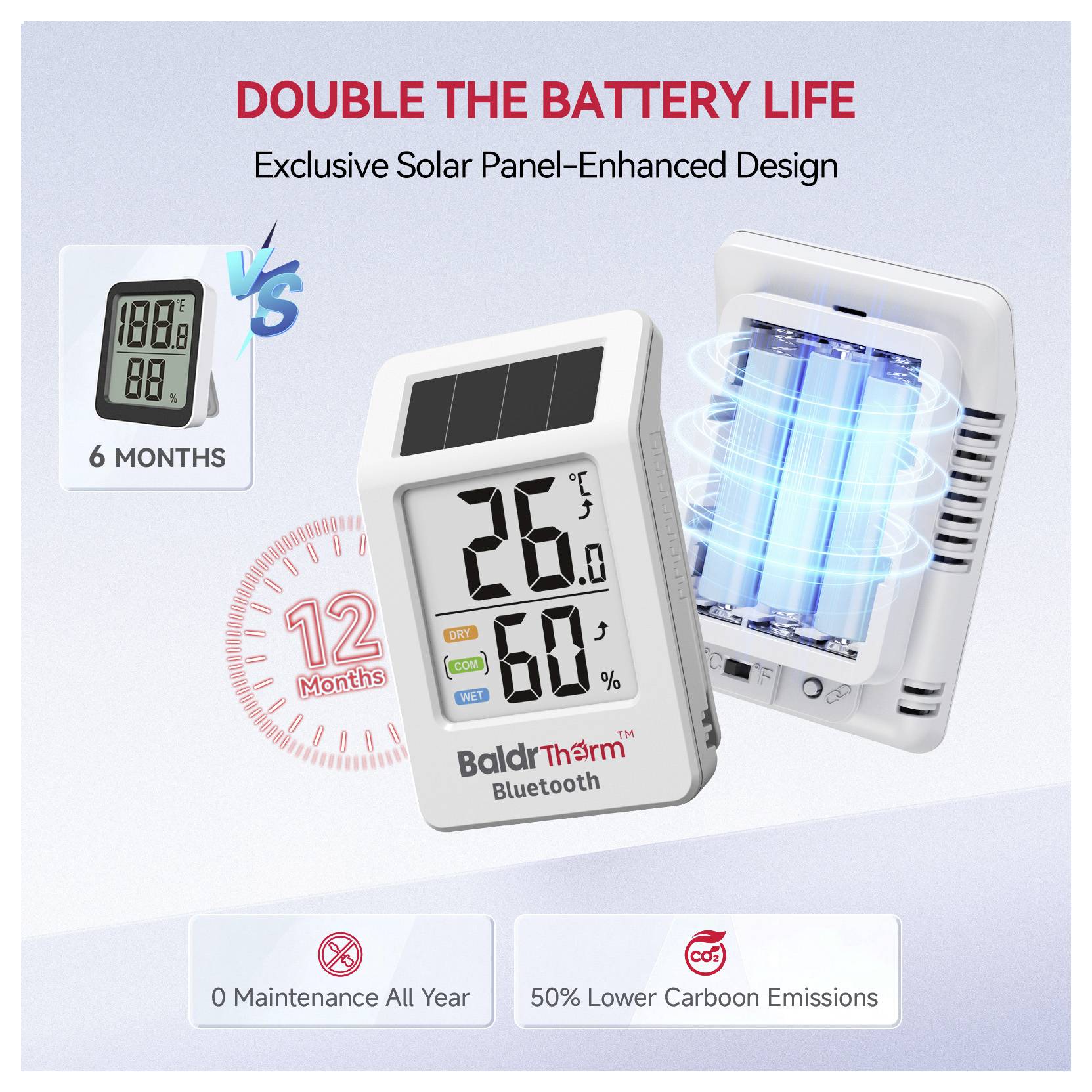 BaldrTherm Solar Thermo-/Hygrometer Weiß HCS702B