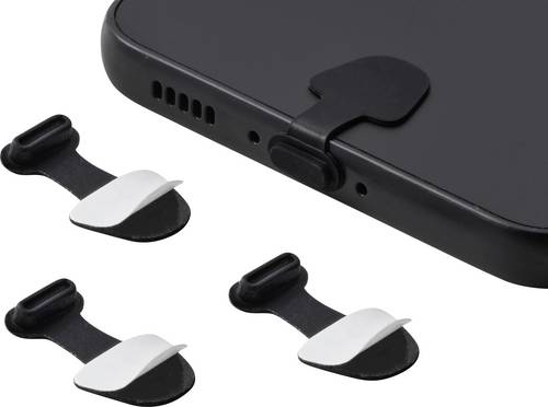 Renkforce USB-C® Staubschutz für mobile Geräte, 3 Stück/Set, Schwarz