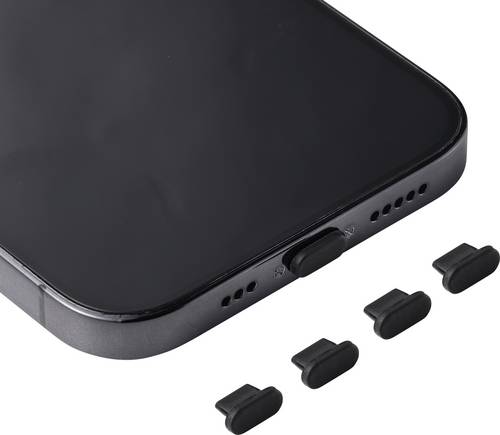 Renkforce Lightning Staubschutz für iPhone, 4 Stück/Set, Schwarz