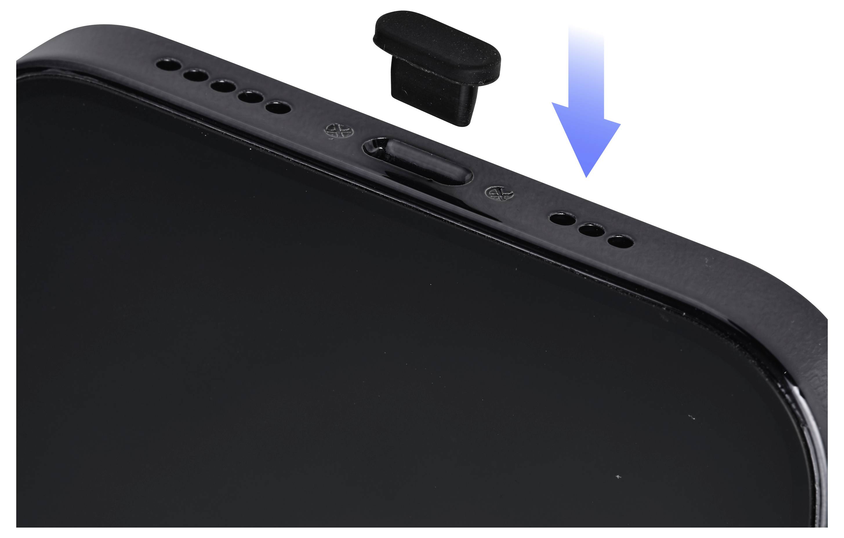 Renkforce Lightning Staubschutz für iPhone, 4 Stück/Set, Schwarz
