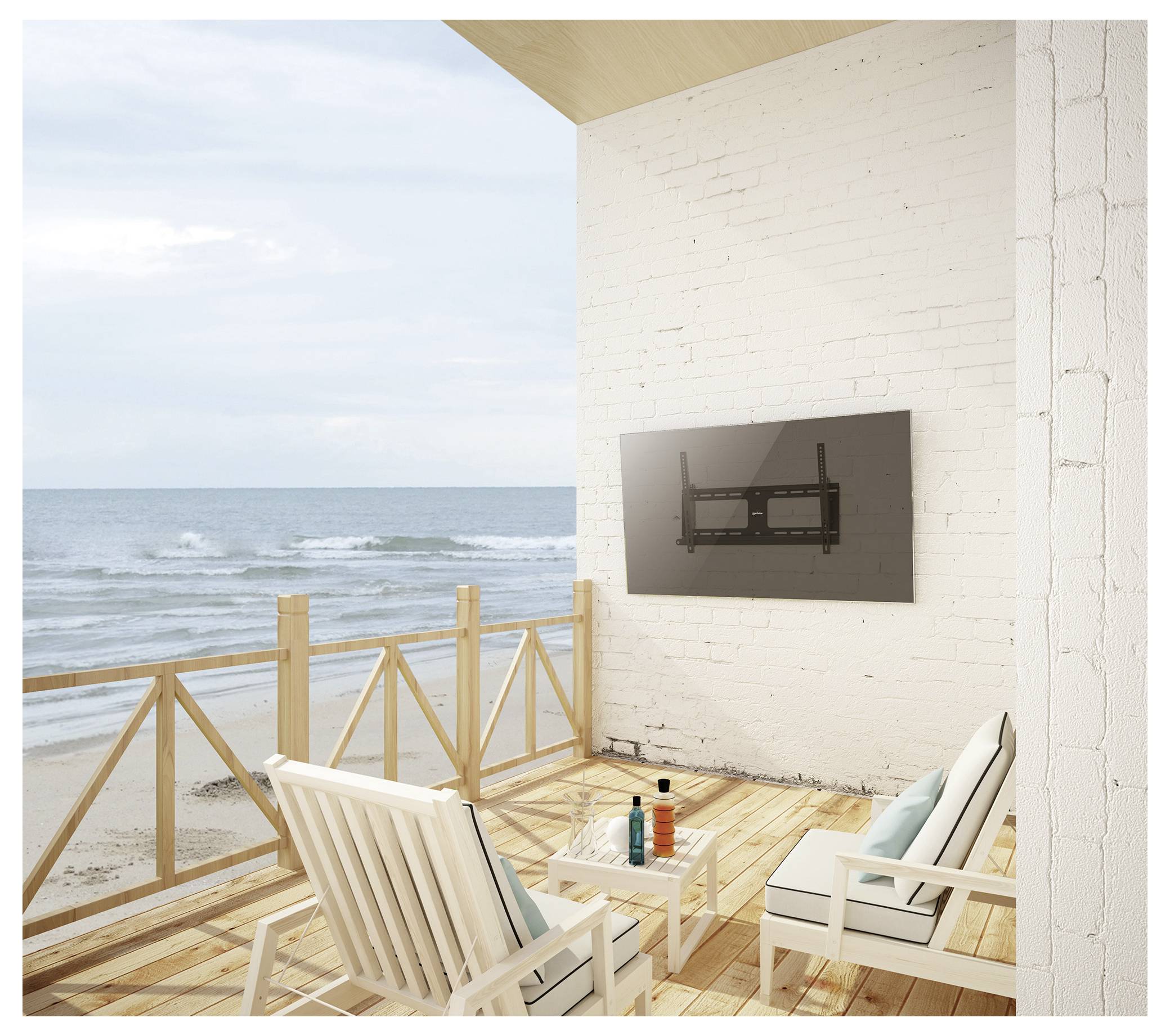 Manhattan Outdoor Anti-Diebstahl TV-Wandhalterung neigbar für 37" bis 86" bis 80kg schwarz TV-Wandhalterung 94,0cm (37")