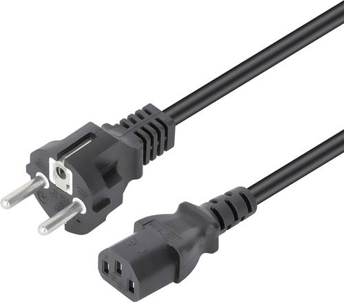 Manhattan Strom Anschlusskabel [1x Kaltgeräte-Stecker C13 - 1x Schutzkontakt-Stecker] 1 m Schwarz