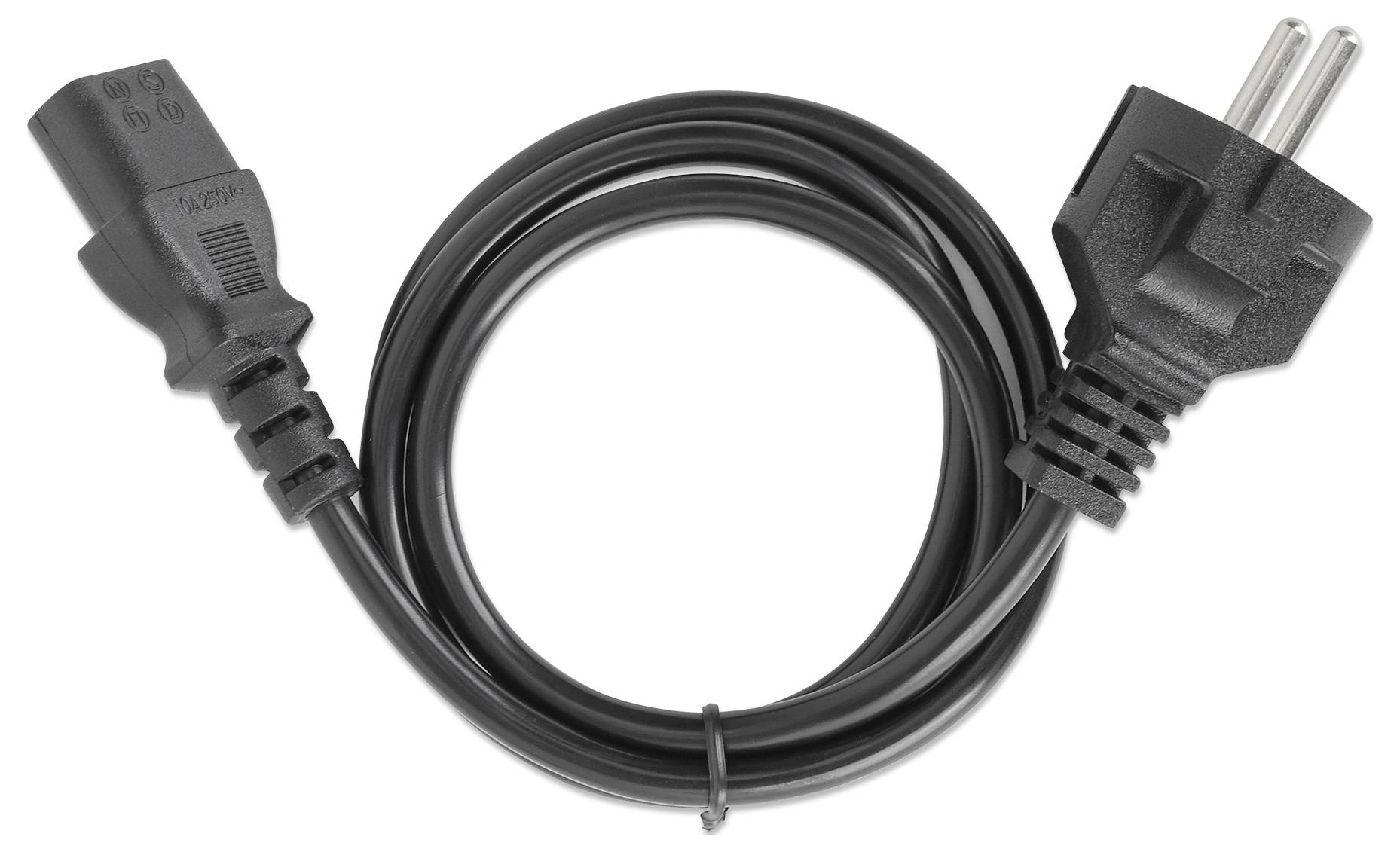 Manhattan Strom Anschlusskabel [1x Kaltgeräte-Stecker C13 - 1x Schutzkontakt-Stecker] 5m Schwarz