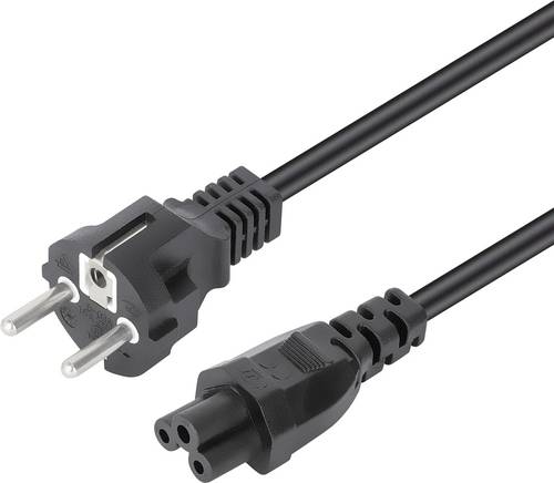 Manhattan Strom Anschlusskabel [1x Kleeblatt-Buchse C5 - 1x Schutzkontakt-Stecker] 1 m Schwarz