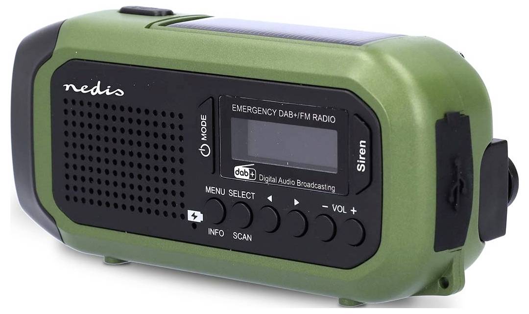 Nedis RDDBCR2000GN Notfallradio DAB+, UKW, FM Notfallradio, DAB+, UKW Grün, Schwarz
