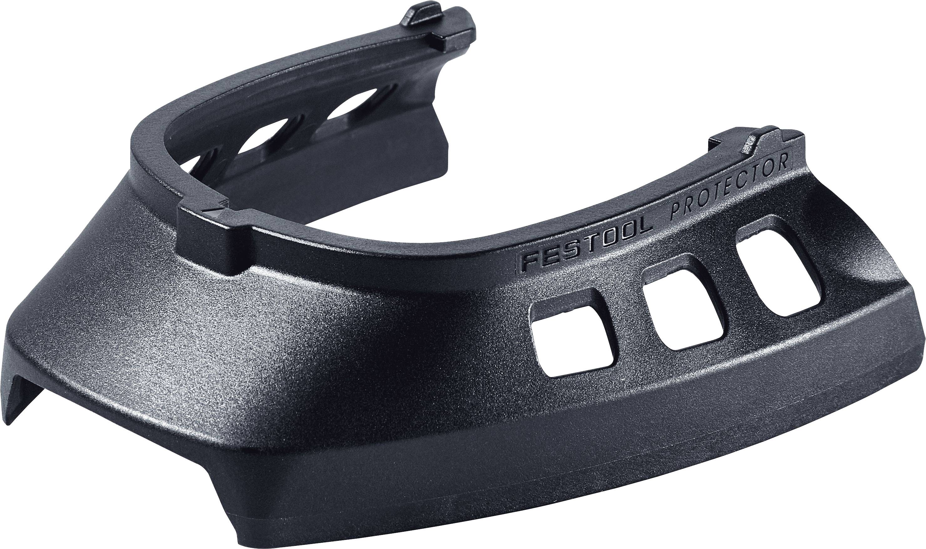 'Festool Protector'-Aufsatz für ein Werkzeug mit Belüftungsschlitzen und einem robusten, geschwungenen Design.