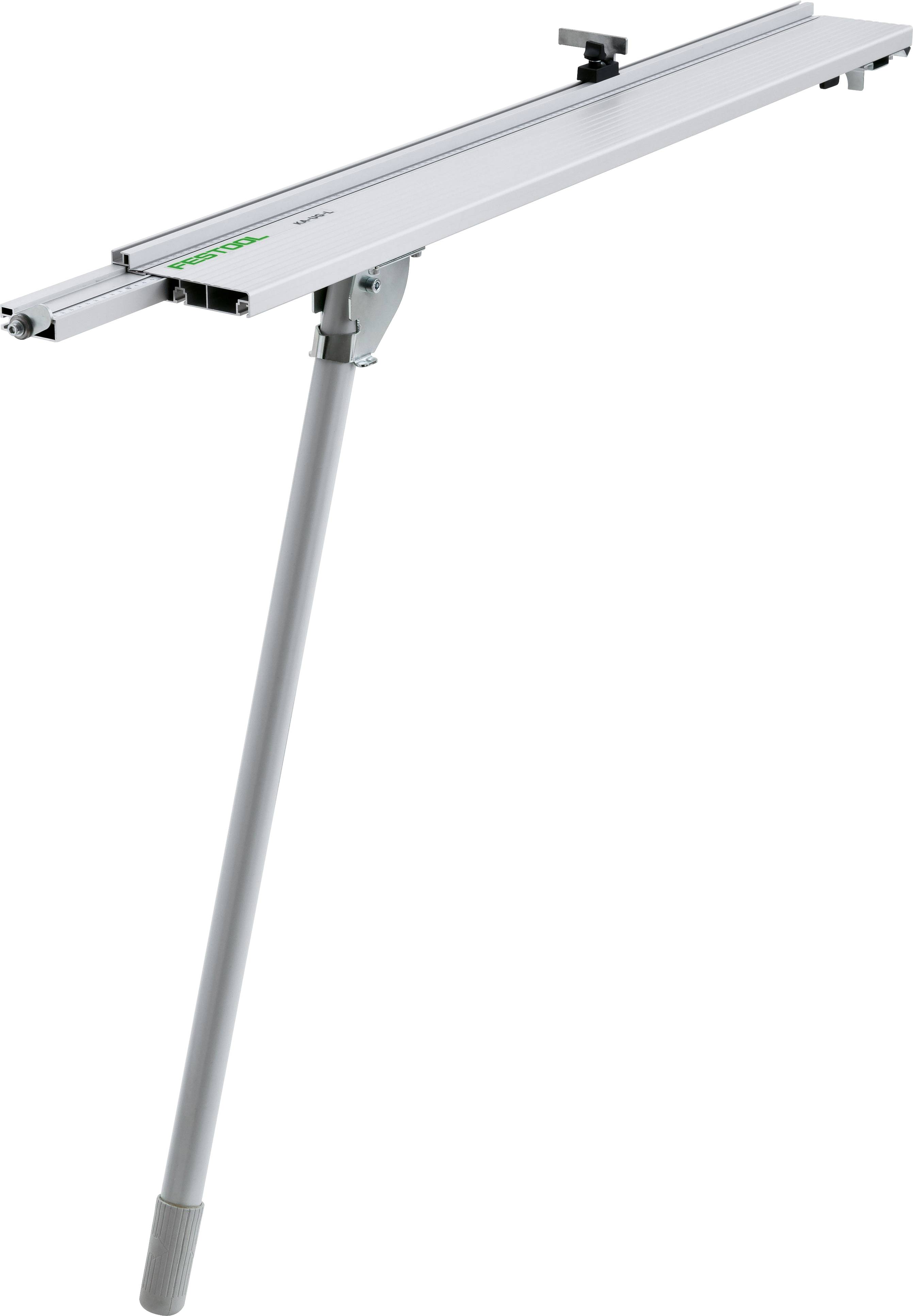 Erhöhter Silberstrahl-Stützbalken mit verstellbarer Höhe, wahrscheinlich zur Stabilisierung oder Unterstützung von horizontalen Flächen oder Werkzeugen verwendet.