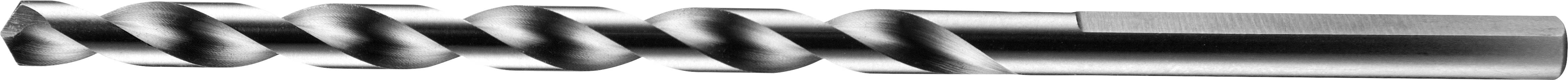 Ein glänzender Metallbohrer mit spiralförmigen Rillen, der zum Einbohren in Materialien entwickelt wurde. Der Bohrer verjüngt sich zu einer scharfen Spitze am Ende.