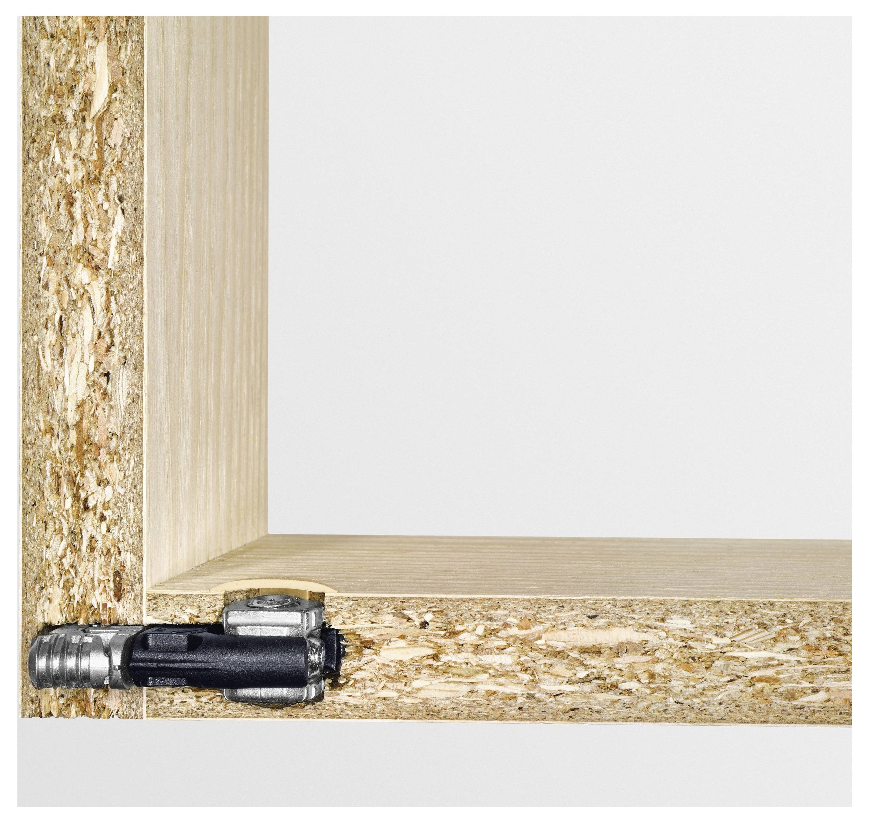 Eine Person verwendet einen tragbaren elektrischen Schleiffer, um eine Holzoberfläche zu glätten, was auf eine Heimwerker- oder Holzbearbeitungsaktivität hindeutet.