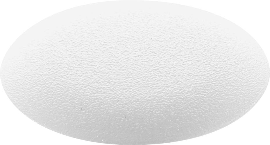 Ein glattes, weißes, oval geformtes Objekt mit einer strukturierten Oberfläche, möglicherweise eine Kapsel oder Tablette, auf einem einfachen Hintergrund dargestellt.