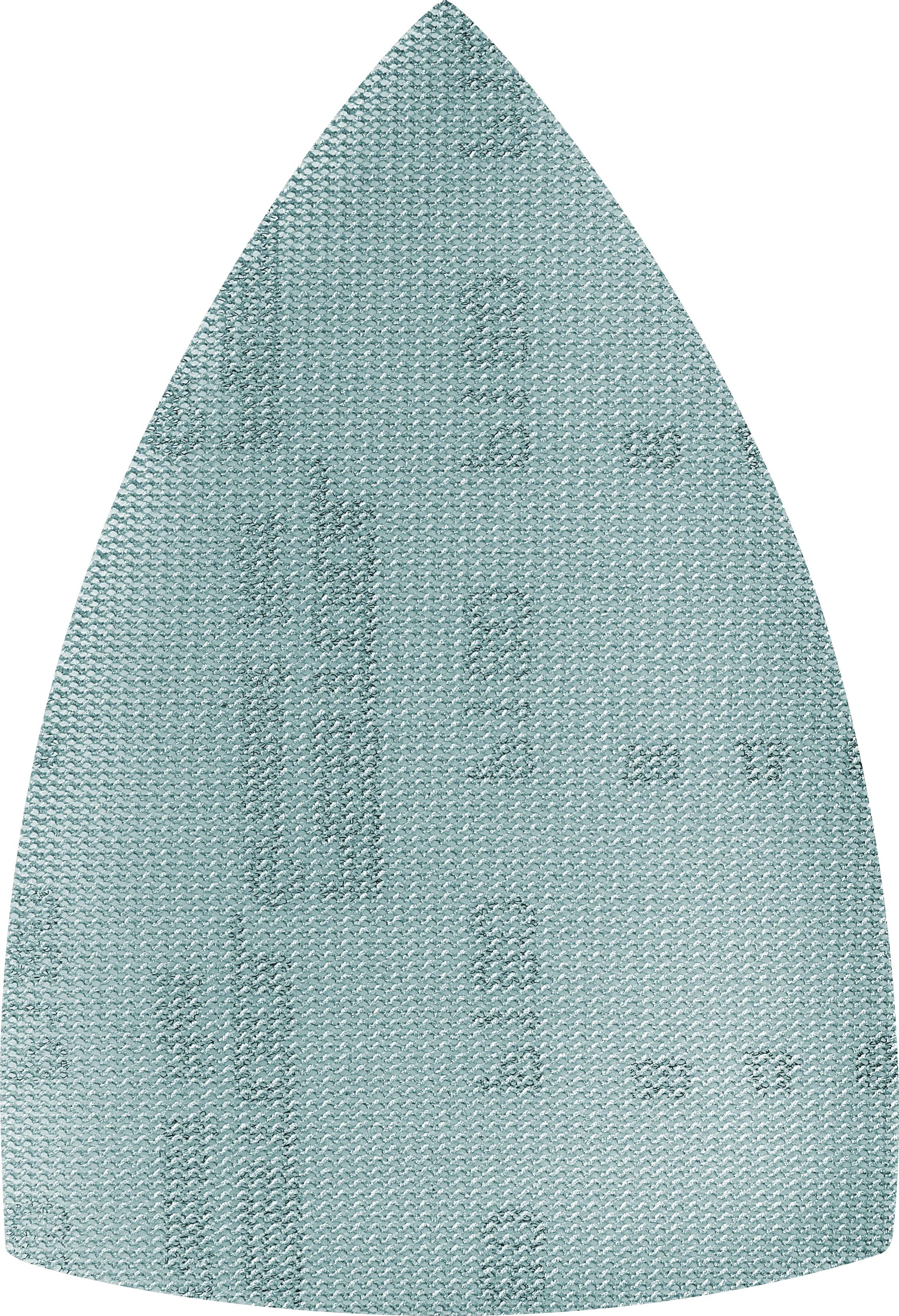 Ein hellblaues strukturiertes Textilstück in Tropfenform, möglicherweise ähnlich einem Muster oder Designmuster.