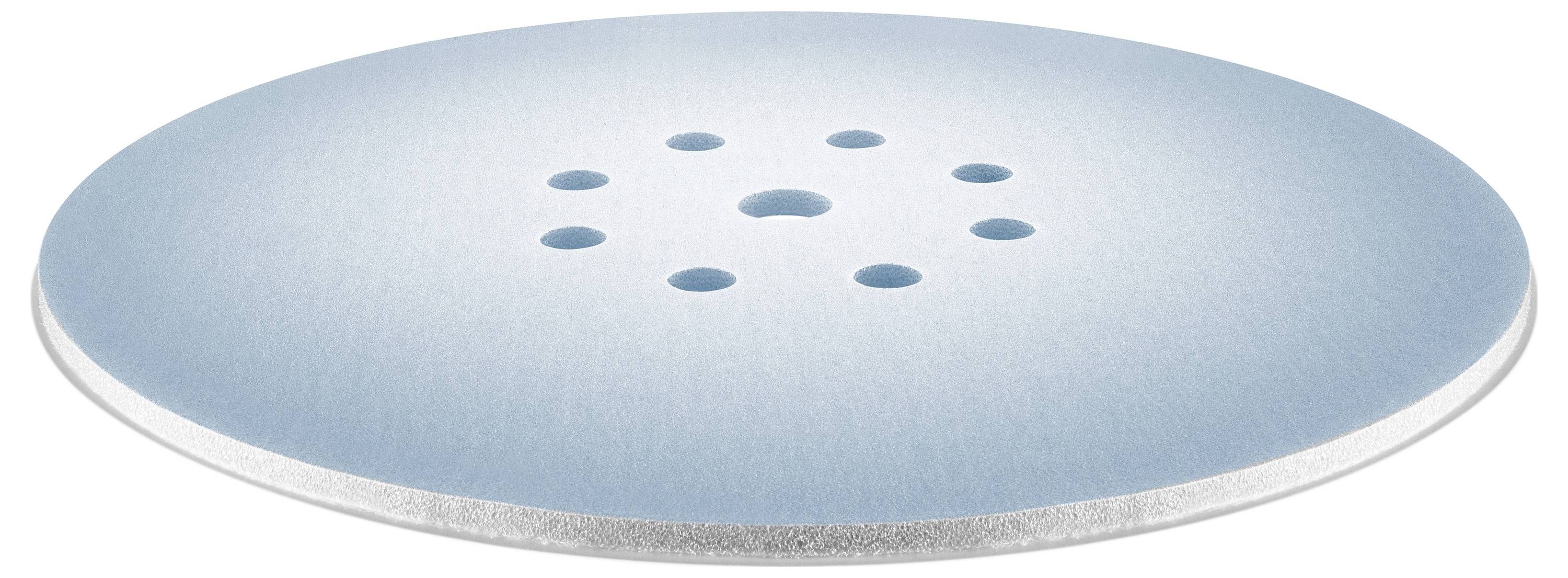 Verschiedene Formen und Größen von Schleifscheiben und Schleifpads, darunter runde und dreieckige, gestapelt angeordnet.