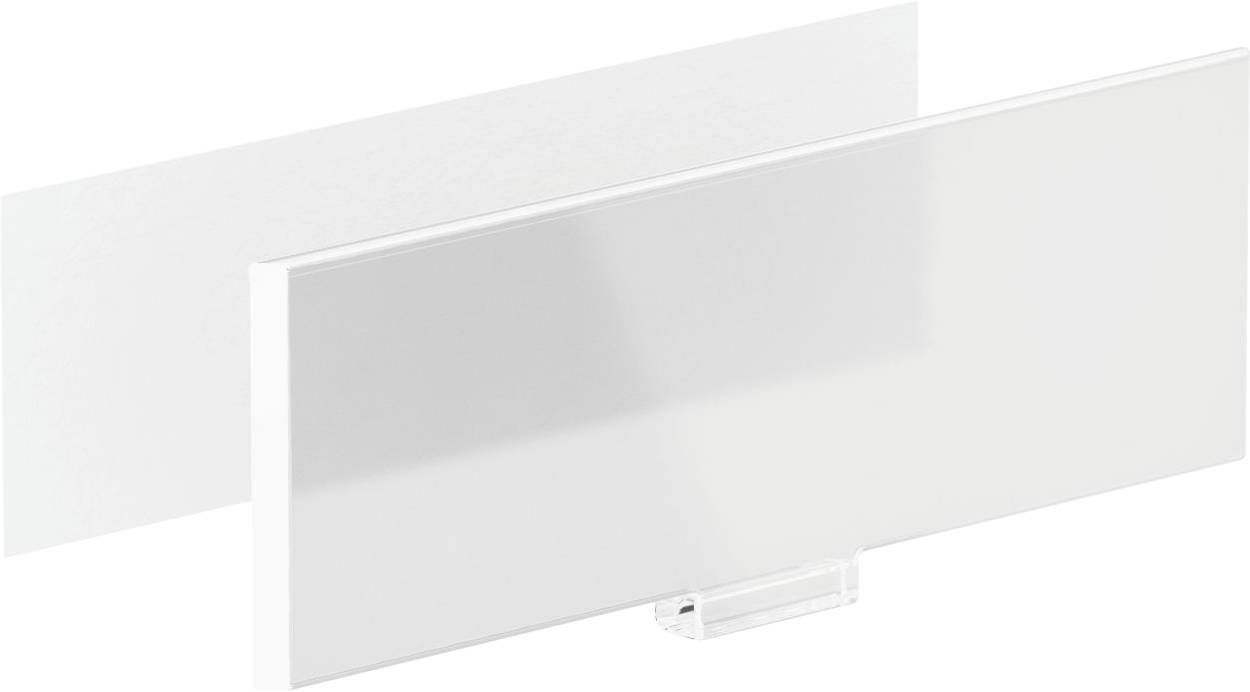 Transparenter Acryl-Regalbeschriftungshalter mit weißem Etikett zum Einlegen.