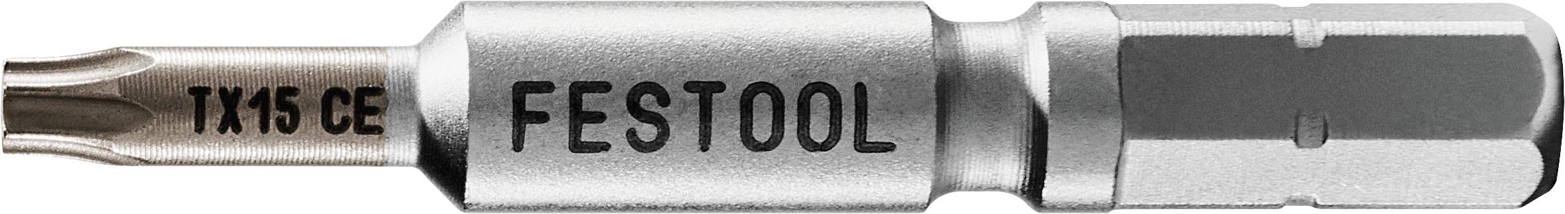Festool TX15 CE Metallbohrer mit Sechskantschaft und sternförmiger Spitze, entwickelt für Präzisionsarbeiten. Markenname 'FESTOOL' sichtbar.