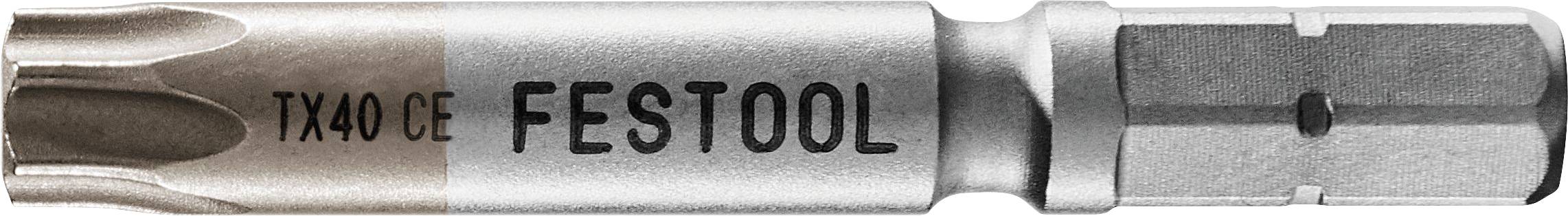 'TX 40 CE FESTOOL' Schraubendreherbit mit sternförmigem Ende, verwendet für Präzisions-Schraubaufgaben.