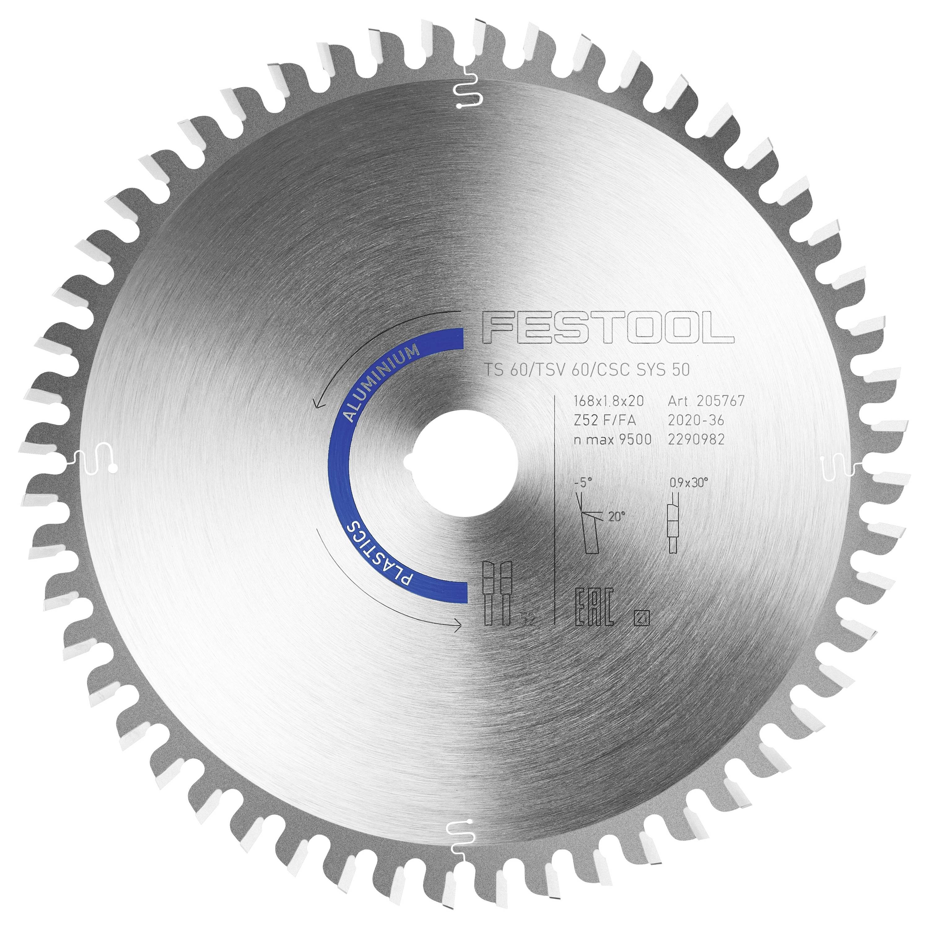 Festool HW 168x1,8x20 F/FA 52 205767 Kreissägeblatt 168 x 20 x 1.20mm Zähneanzahl: 52 1St.
