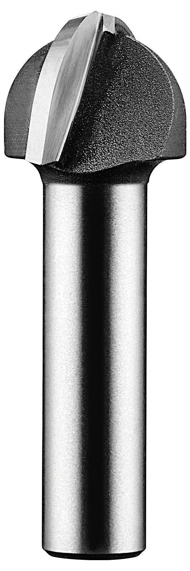 Ein Nahaufnahmebild eines Metallsenkers, das einen konischen Schneidkopf zum Erstellen von abgeschrägten Kanten auf Bohrungen zeigt.