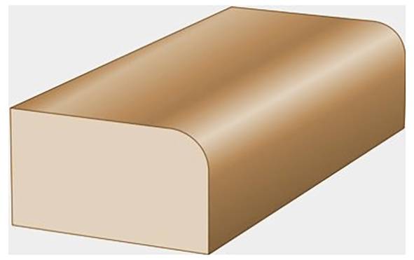 Eine 3D-Illustration eines rechteckigen Holzblocks mit abgerundeten Kanten, dargestellt auf hellem Hintergrund.