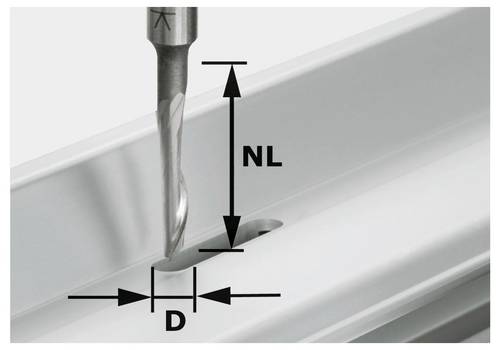 Festool 491036 Aluminiumfräser Länge 65 mm Produktabmessung, Ø 5 mm Arbeits-Länge 23 mm Schaftdur
