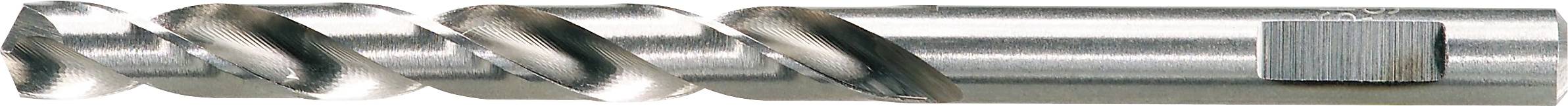 Ein Nahaufnahmebild eines silbernen Metallbohrers mit Spiraldesign, das zum Bohren von Löchern in Materialien verwendet wird.