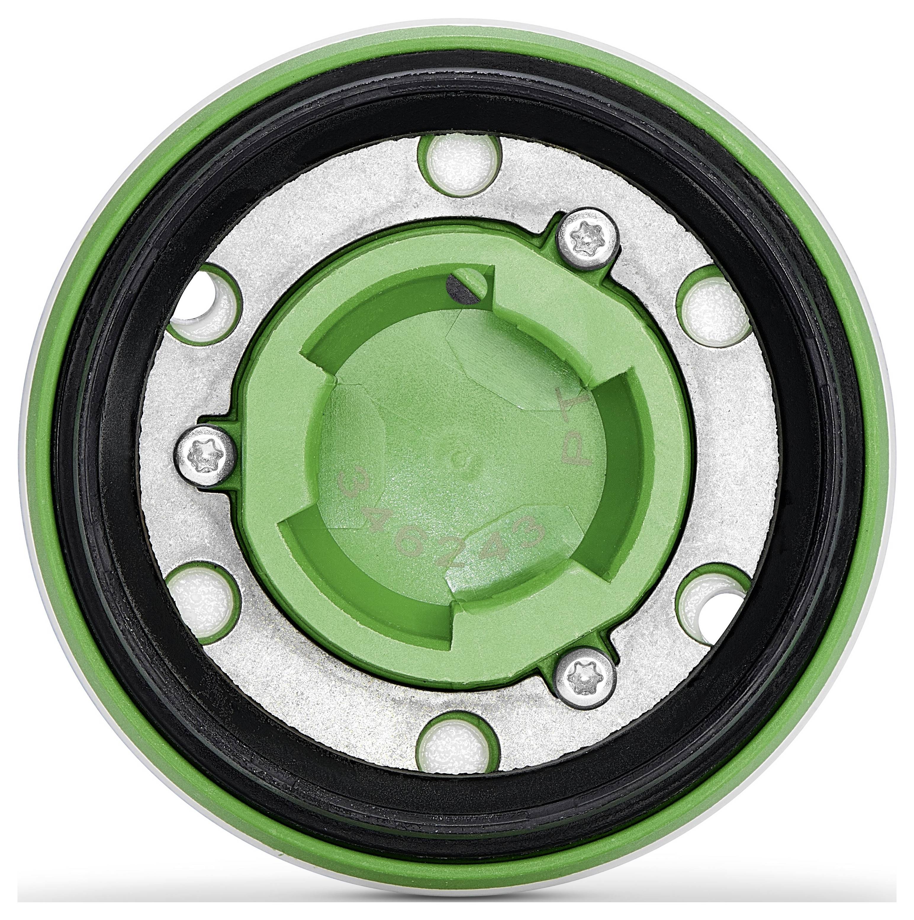 Ein Festool Oberfräse in einer Werkstattsituation, die ihre Präzisions-Verstellmechanismen und den Fräsermechanismus auf einem Führungsschienenensystem zeigt.