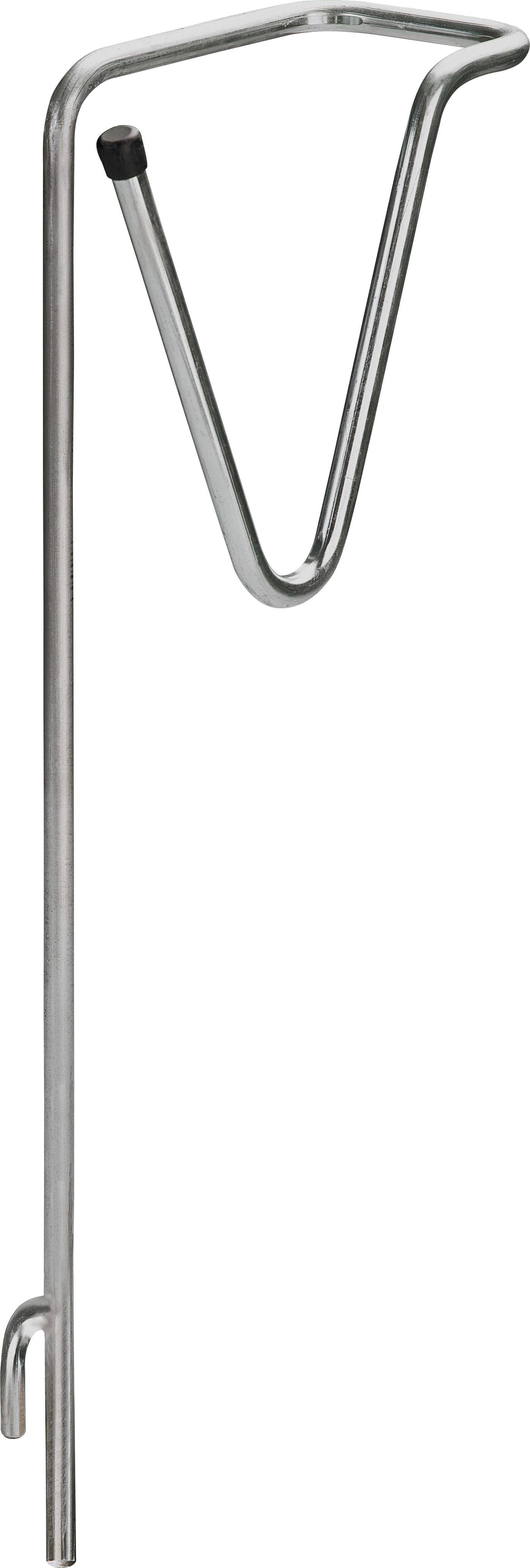 Ein langer, dünner Metallhaken mit einem Hebel, der typischerweise zum Öffnen oder Schließen von Fenstern in einer hohen Position verwendet wird.