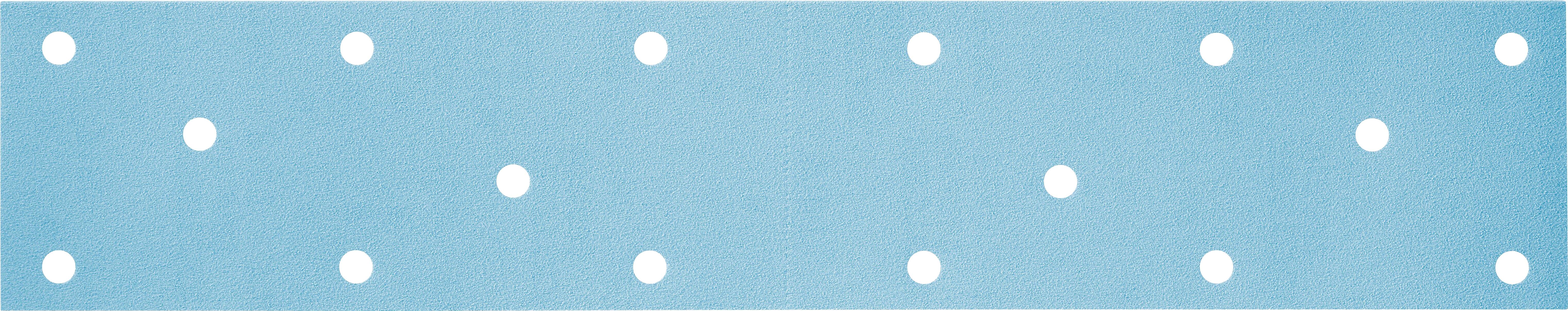 Ein hellblaues horizontales Banner mit gleichmäßig verteilten weißen Punkten.