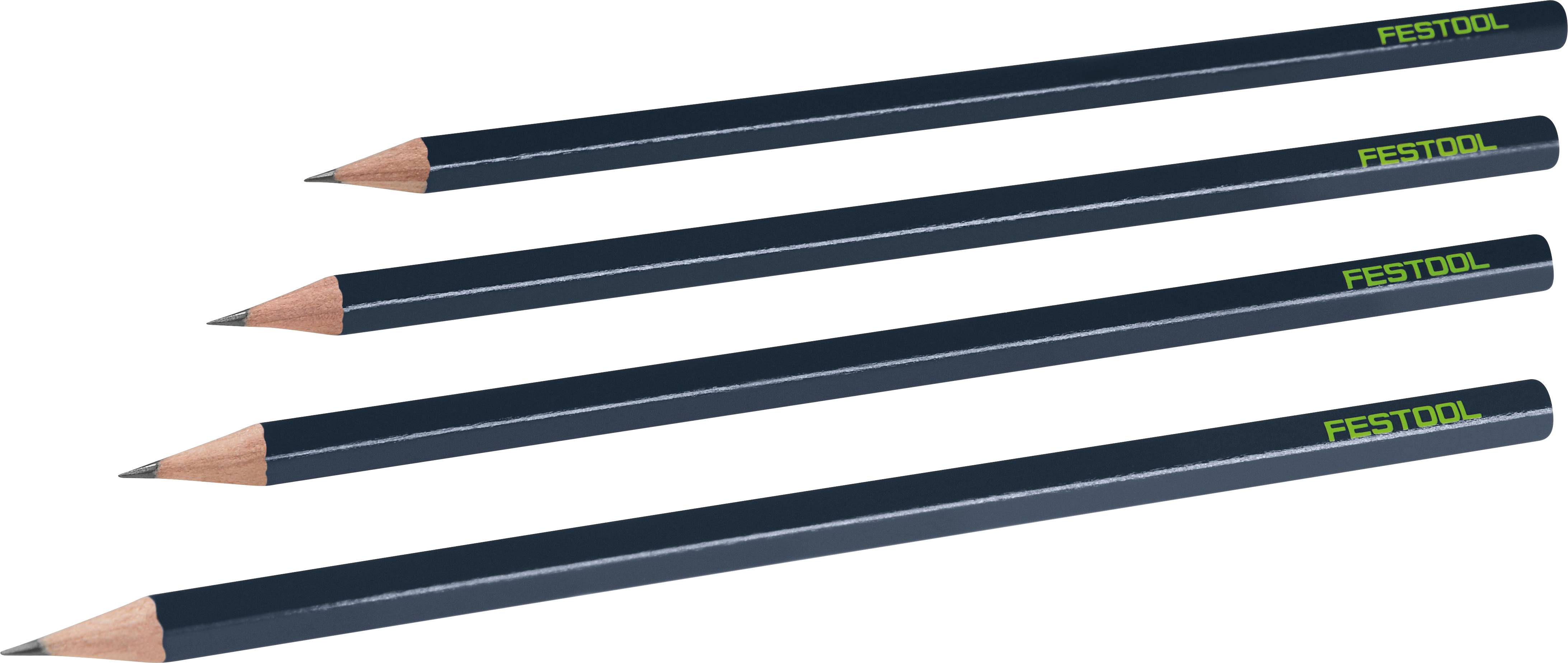 „Vier schwarze Bleistifte mit spitzen Spitzen, beschriftet mit „FESTOOL