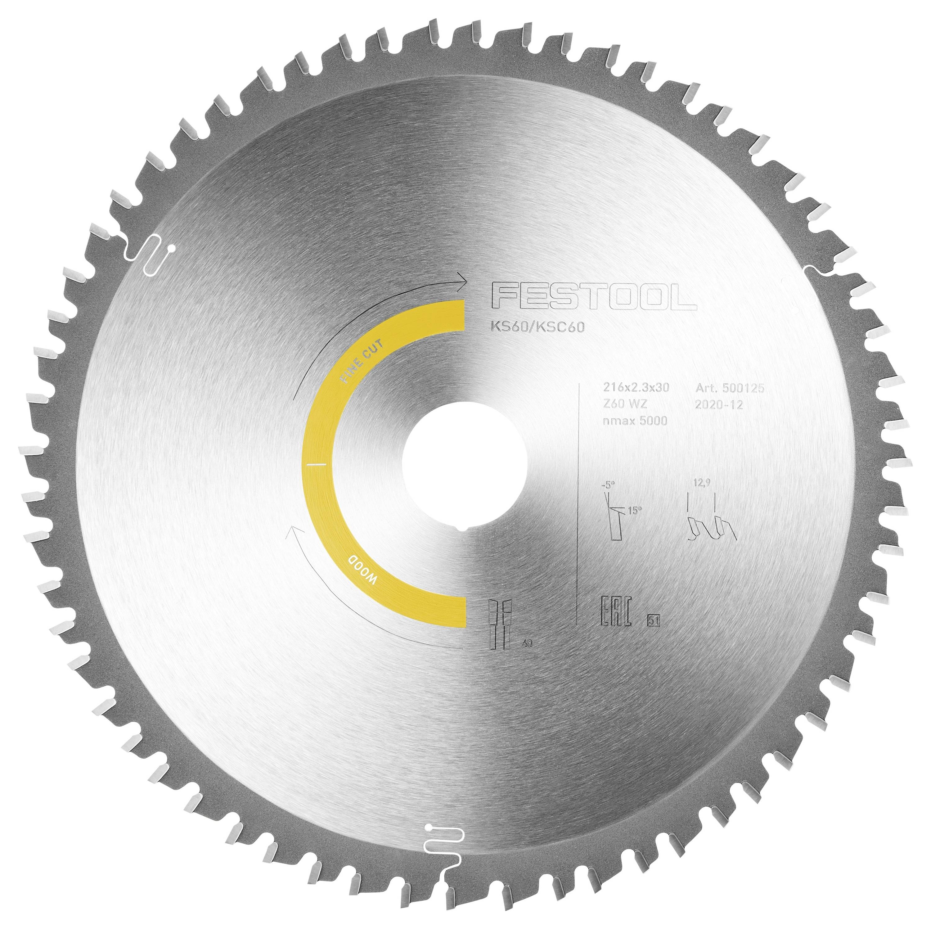 Ein Kreissägeblatt mit der Bezeichnung „Festool KS 60/KSC 60