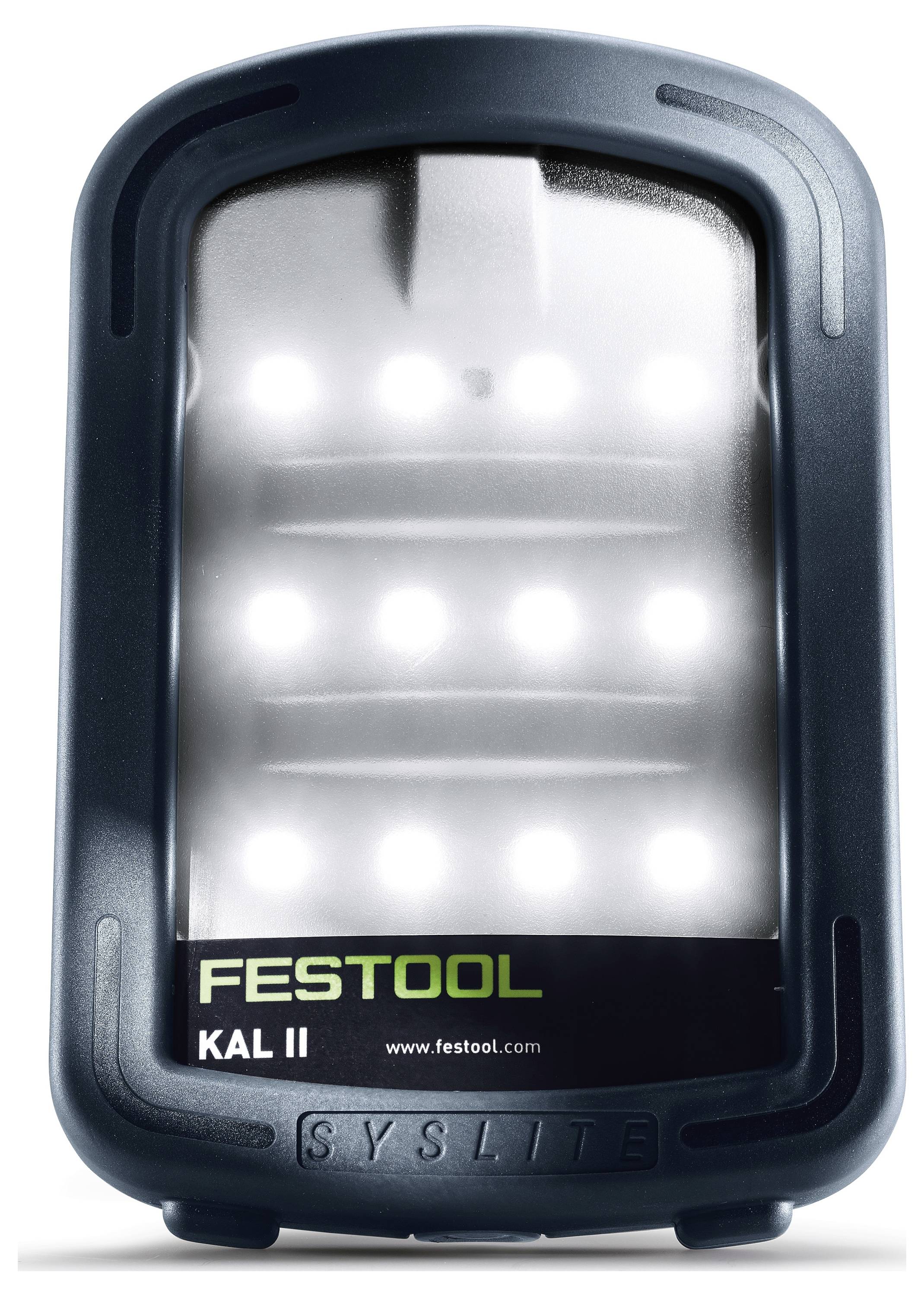 Zwei Festool-Elektrowerkzeuge werden gezeigt, darunter ein Spitzschraubendreher mit angebrachtem Schraubenstreifen und ein Schrauber-Bohrgerät. Beide sind schwarz mit grünen Akzenten.