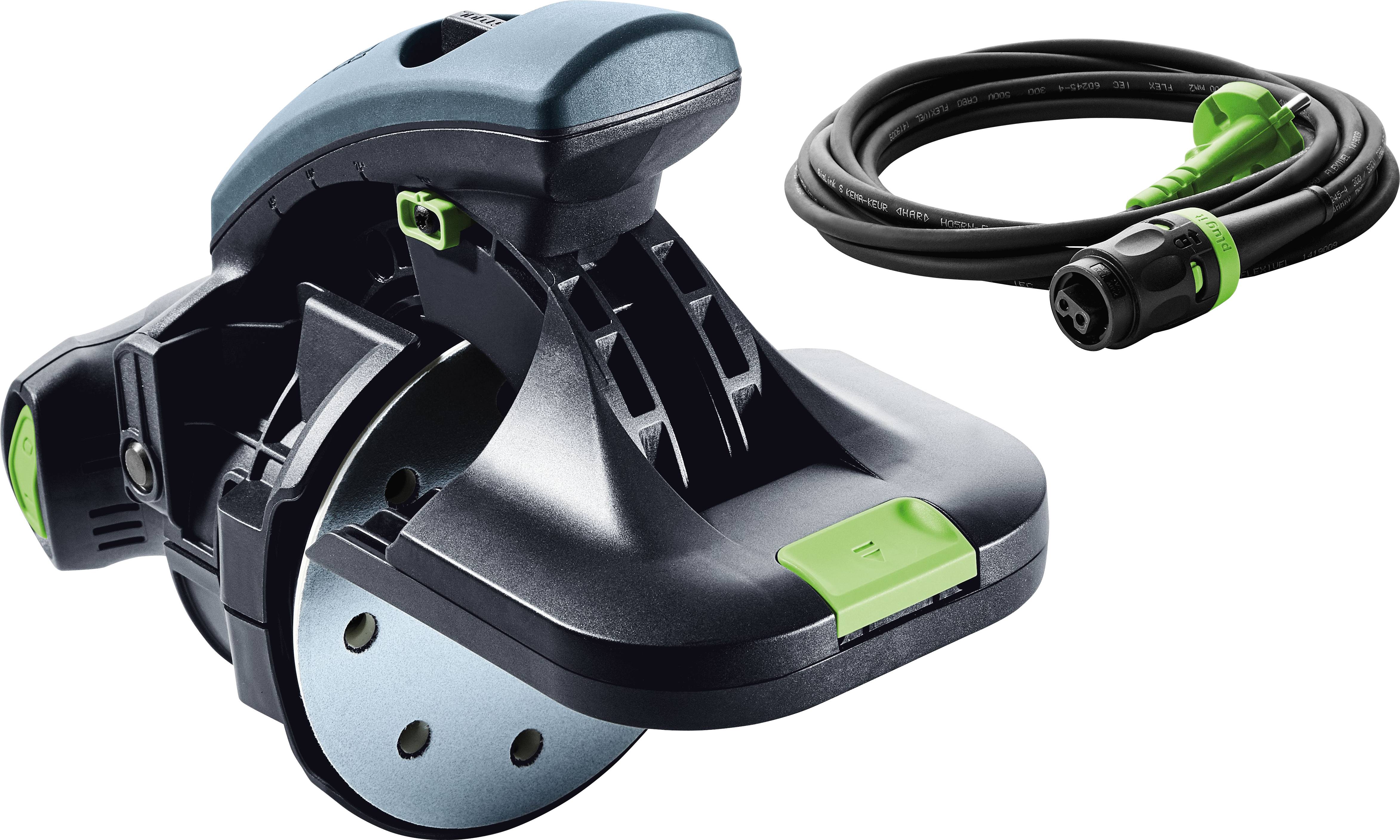 Elektroschliff mit ergonomischem Griff und abnehmbarem Stromkabel. Der Schleiffer verfügt über ein elegantes Design und ist für Holzbearbeitungs- oder Polieraufgaben geeignet.