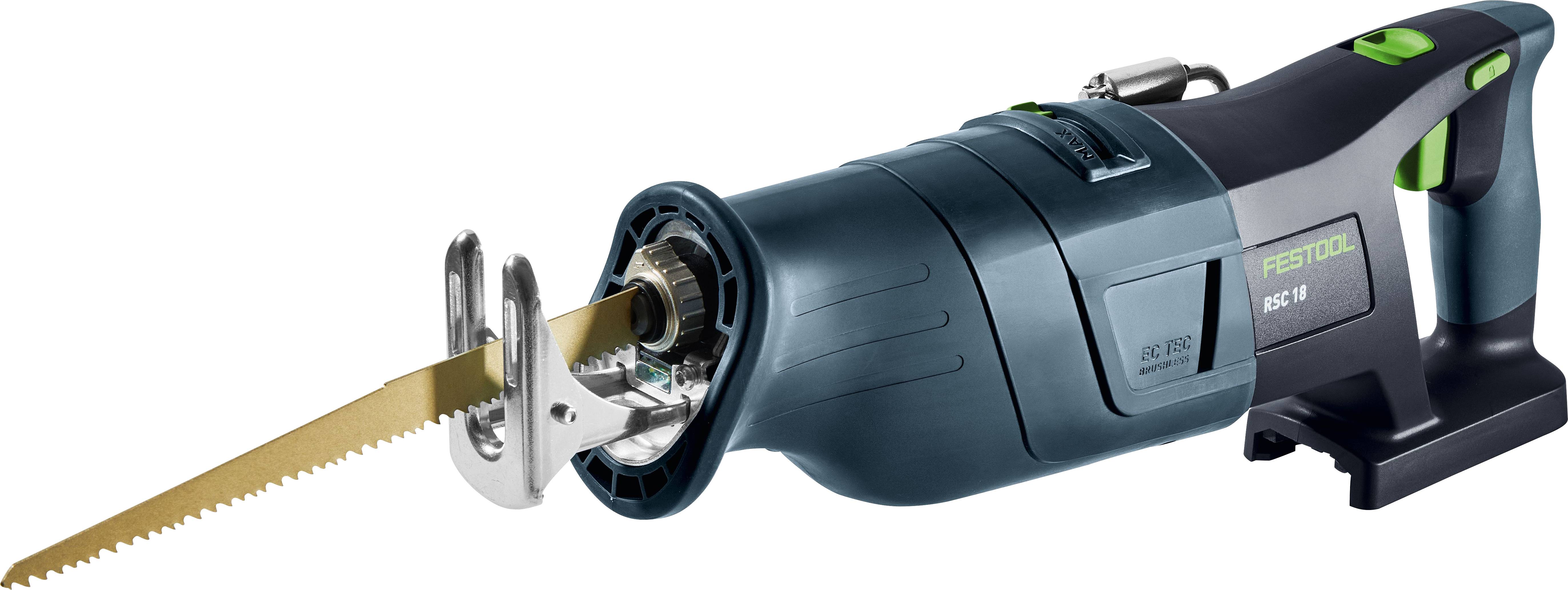 Eine Säbelsäge mit langer, gezahnter klinge, die für das Schneiden verschiedener Materialien ausgelegt ist und über ergonomische Griffe und einstellbare Geschwindigkeitsregelung verfügt.