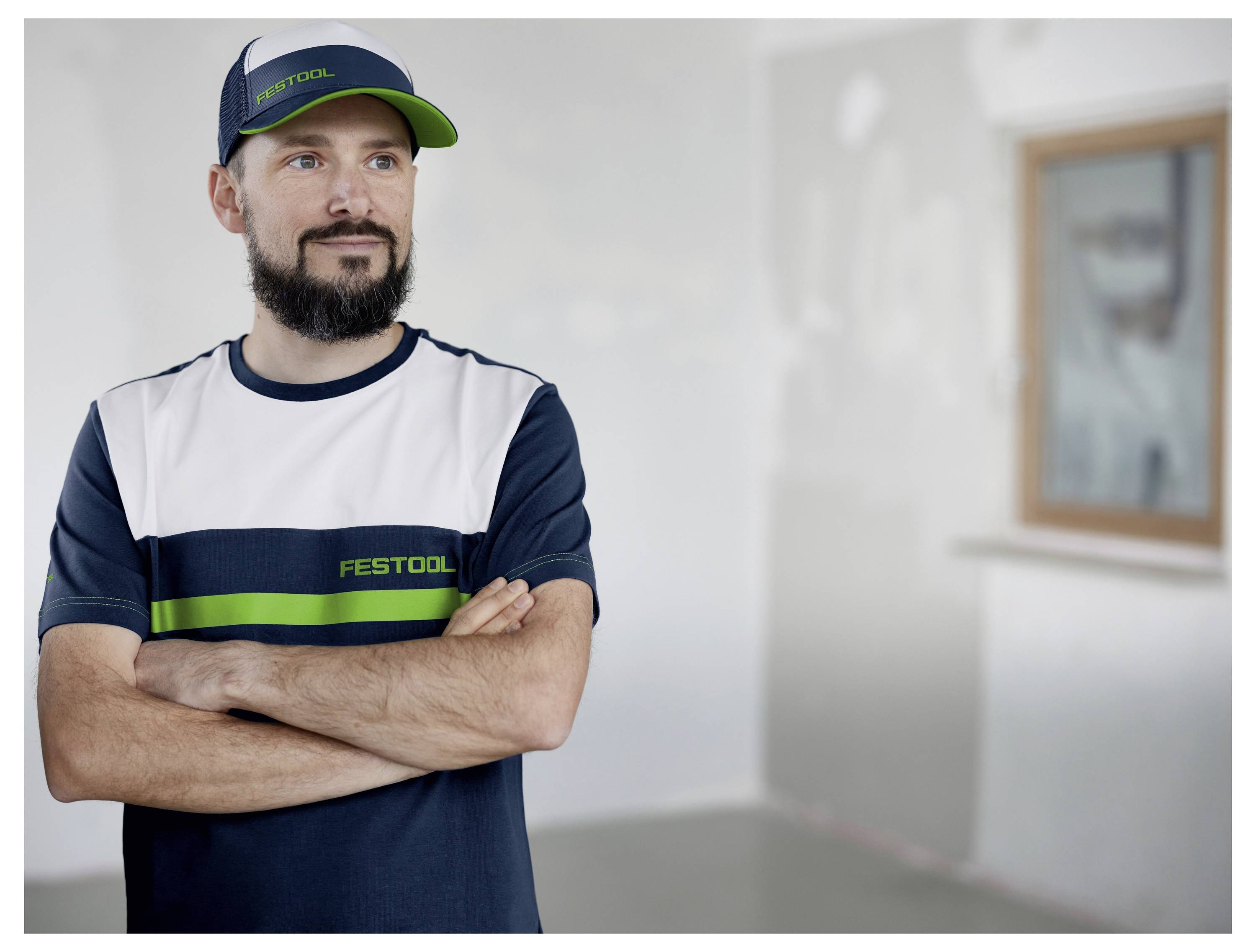 Festool 577301 T-Shirt Kleider-Größe=M Dunkelblau, Grün, Weiß