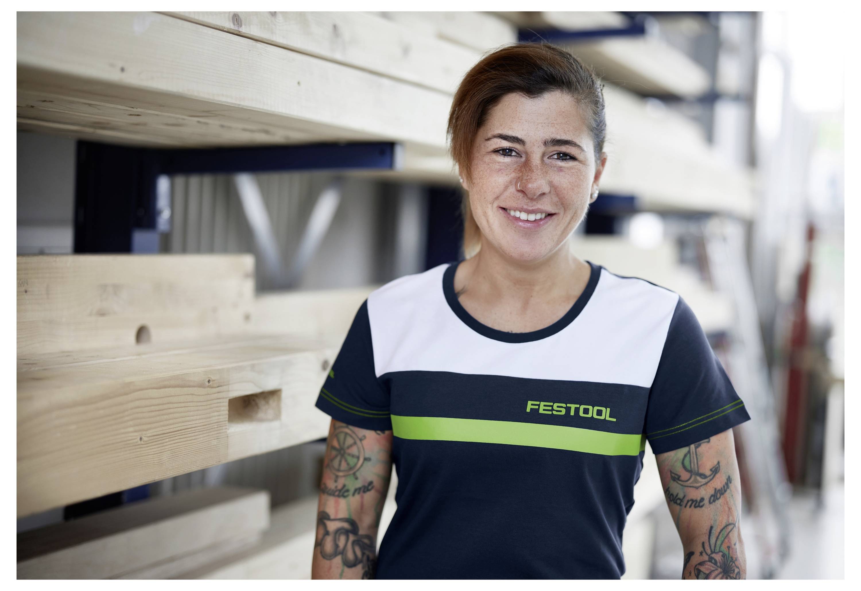 Festool 577310 T-Shirt Kleider-Größe=XS Dunkelblau, Grün, Weiß