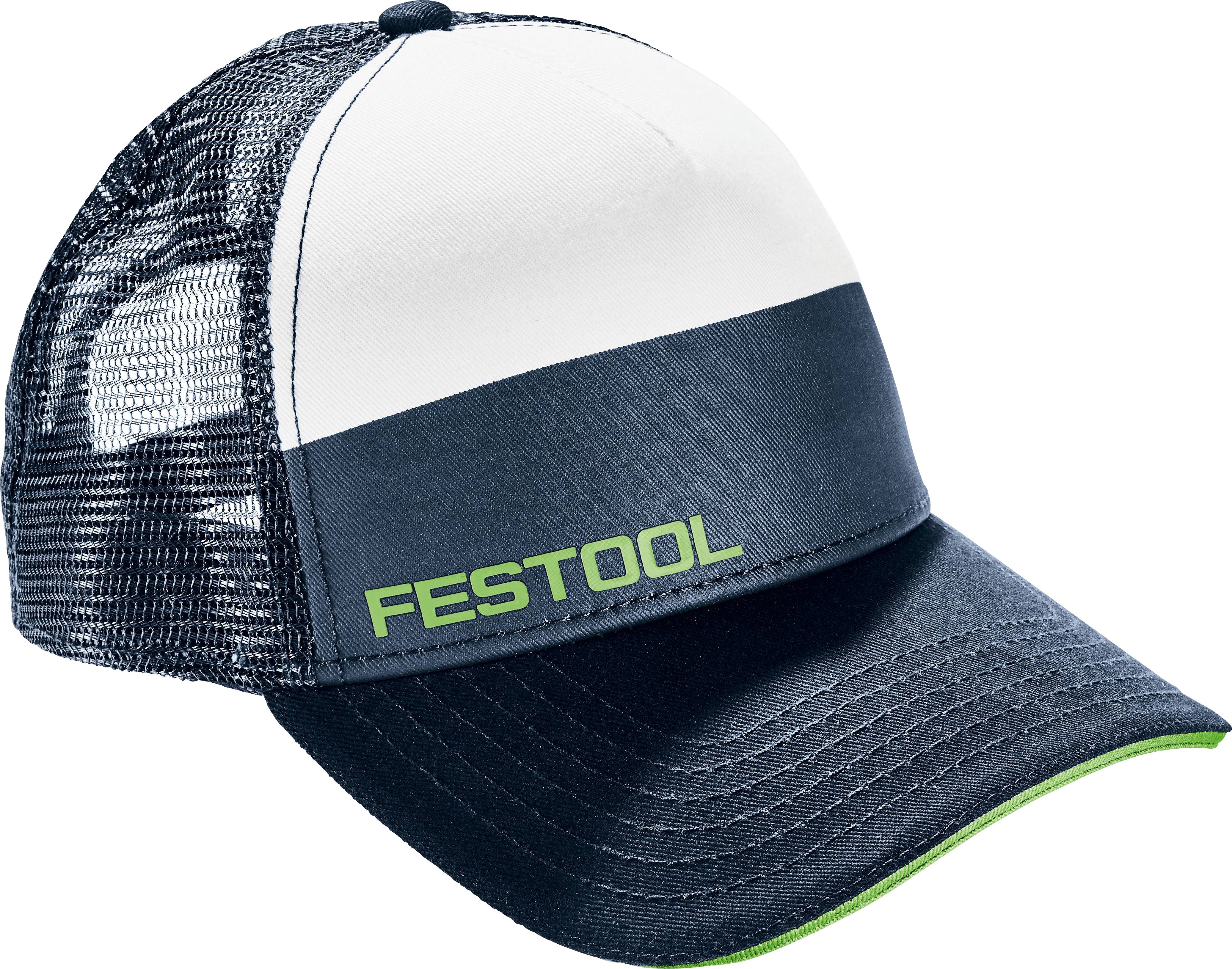 Eine Marine- und weiße Kappe mit „FESTOOL
