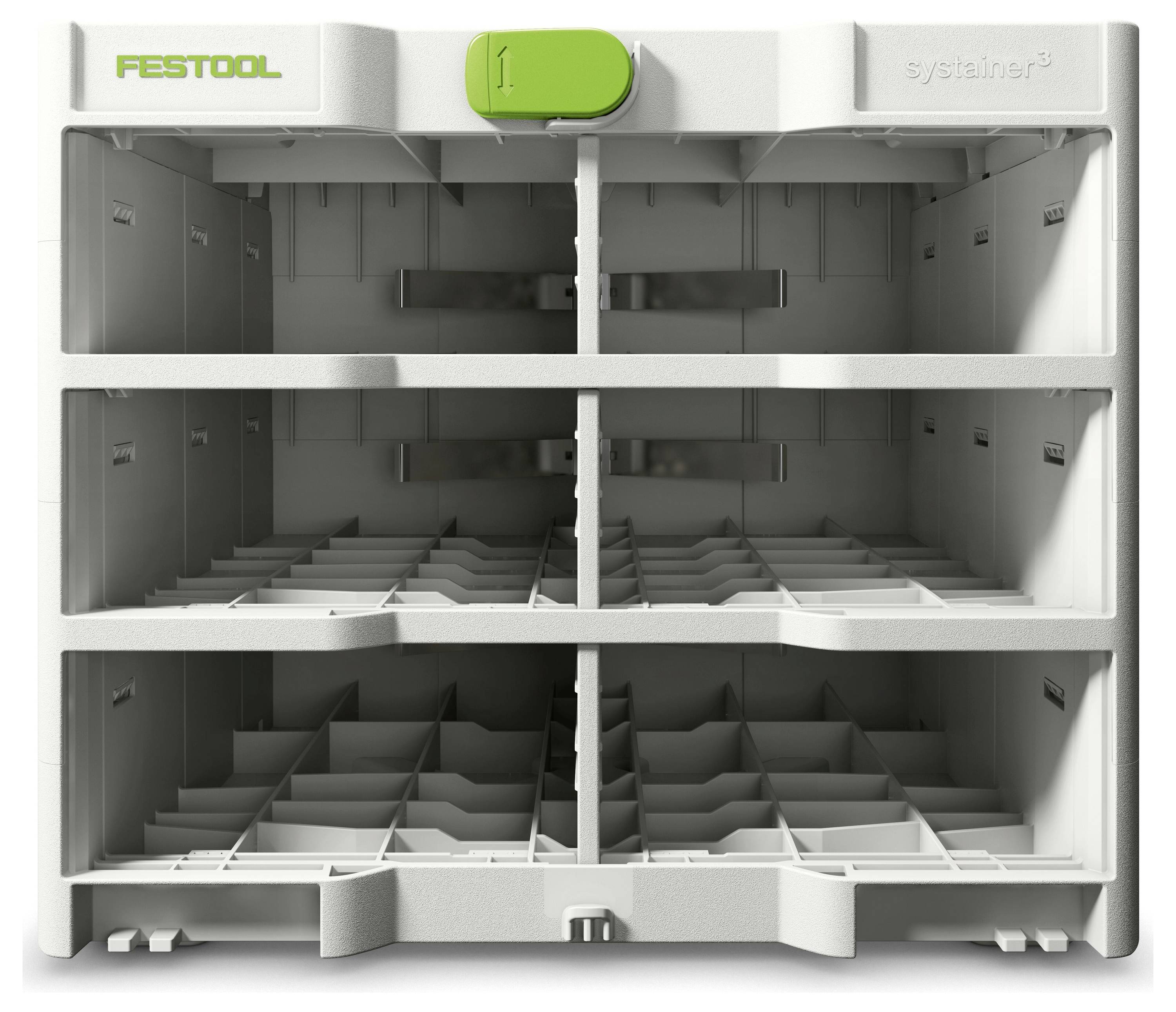 Festool OF 1010 REBQ Oberfräse mit ergonomischem schwarz-grünem Design, präziser Tiefenkontrolle und Staubabsaugöffnung.