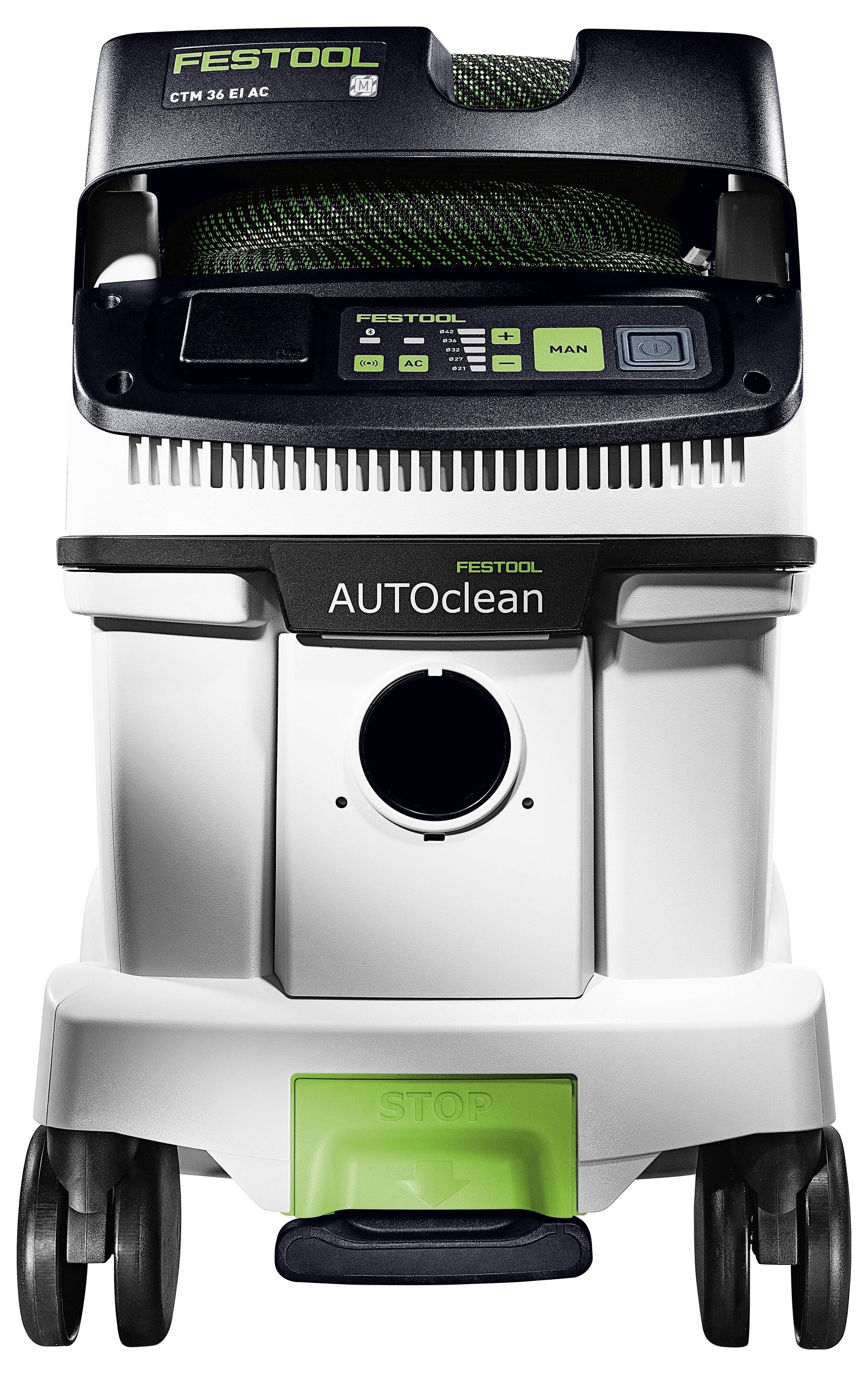Tragbare Stromversorgungseinheit 'Festool SYS-PowerStation' in kompaktem, rechteckigem Design. Mit Stromoptionen und Griff für einfachen Transport.