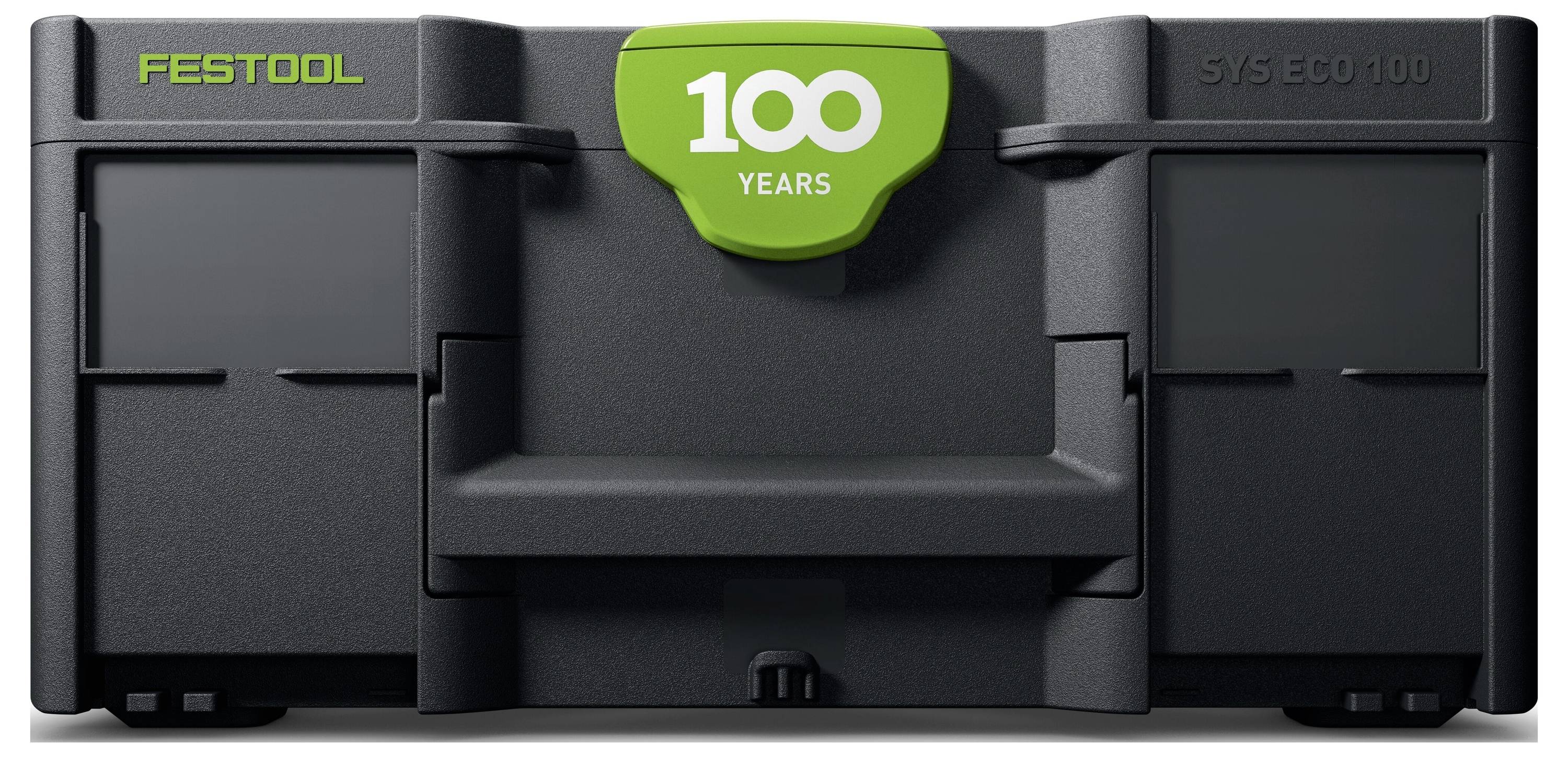 Ein schwarzes Werkzeugkoffer mit dem Text „FESTOOL