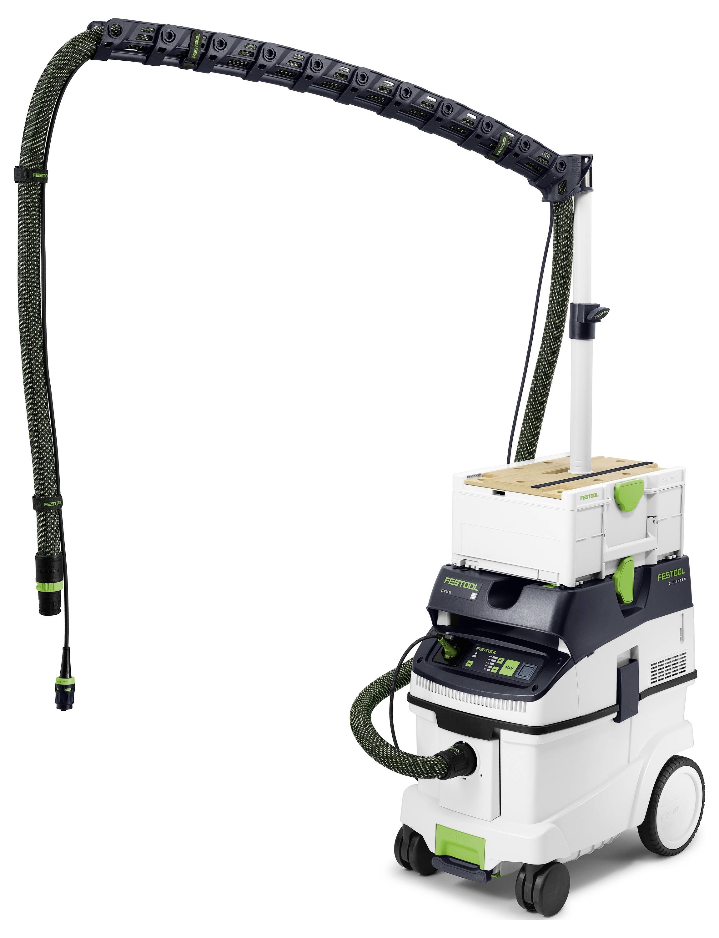 Eine Person, die eine kreisförmige Schleifscheibe über eine offene Werkzeugaufbewahrungsbox mit verschiedenen Fächern und Werkzeugen im Inneren hält.