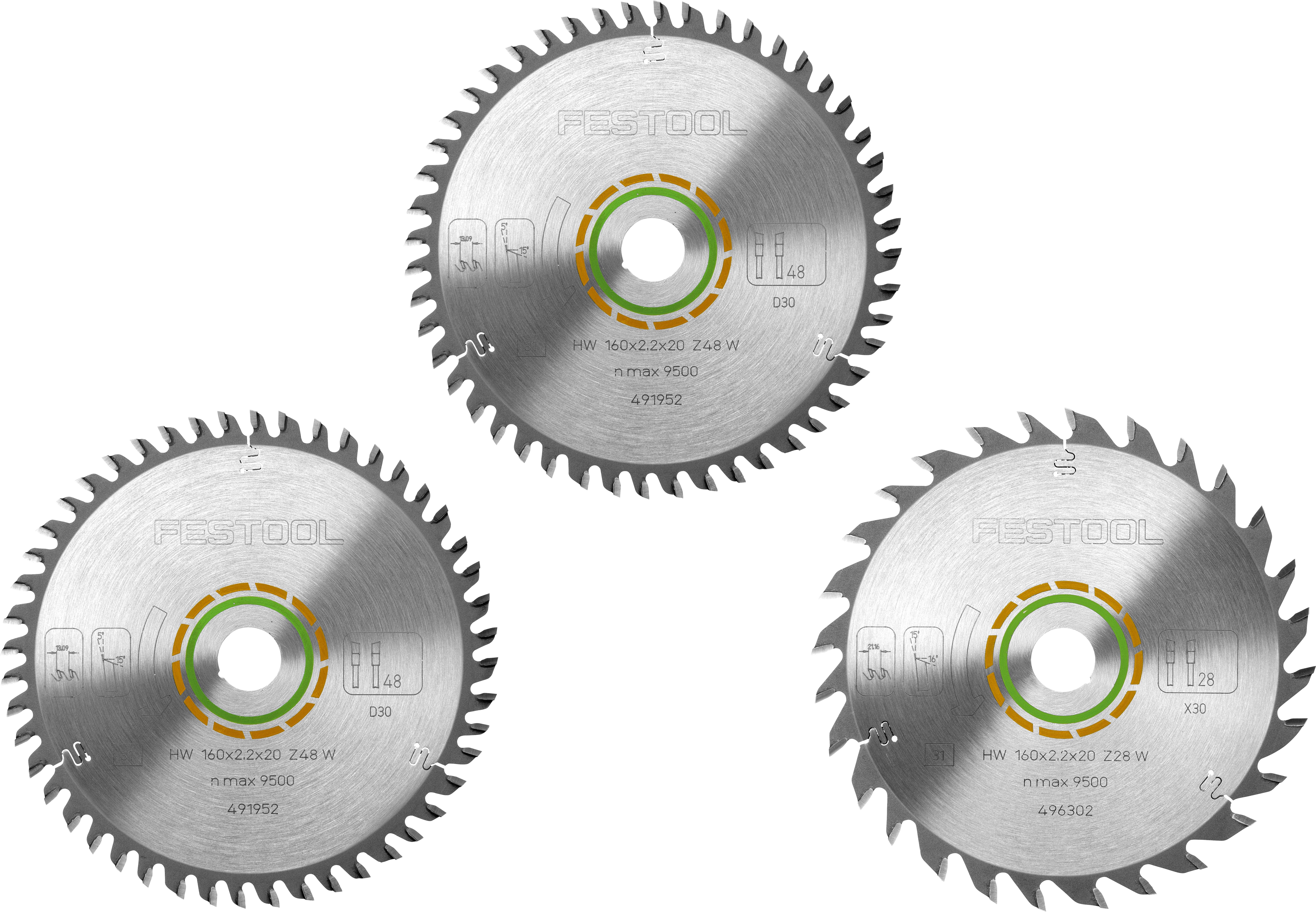 Festool KSB-SORT/3W 160x2,2 578565 Kreissägeblatt-Set 160 x 20 x 1.60mm 1St.